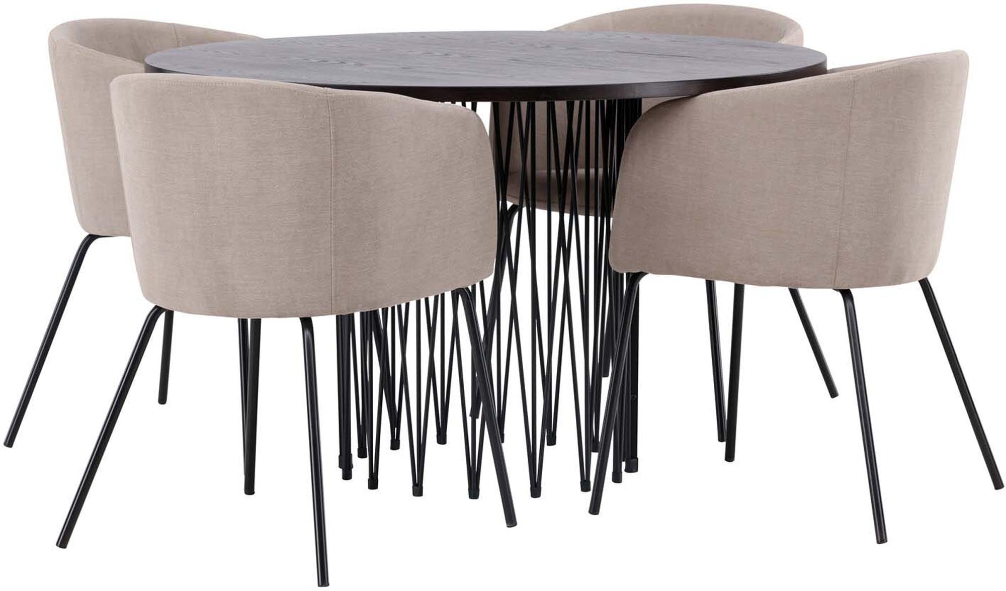 Modernes Stone Esszimmerset mit 4 komfortablen Berit Stühlen und elegantem 120 cm Tisch. Ideal für gesellige Runden und stilvolles Wohnen.