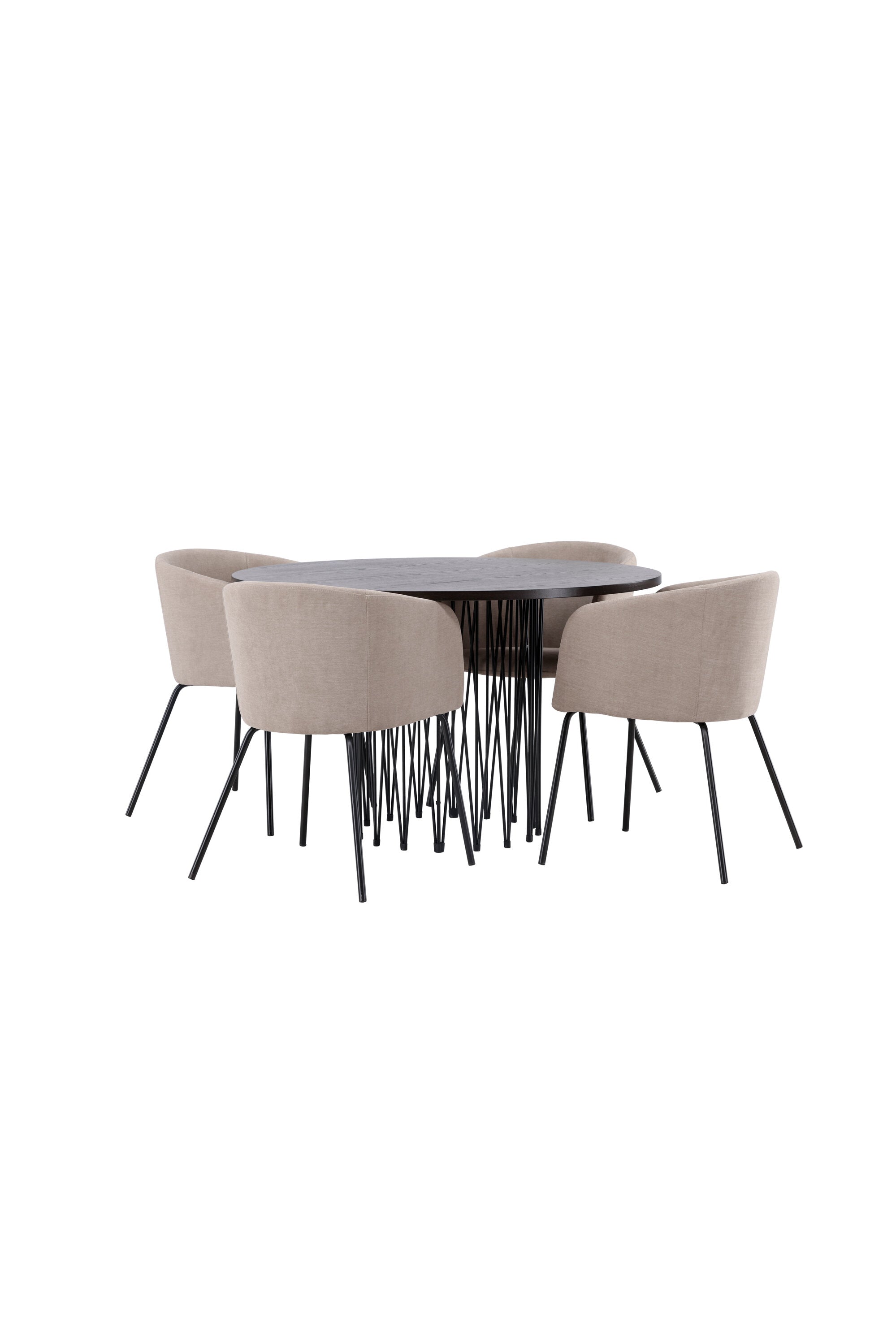 Stone Esszimmerset + Berit ⌀120cm/4St. in Beige, Schwarz präsentiert im Onlineshop von KAQTU Design AG. Esszimmerset ist von Venture Home
