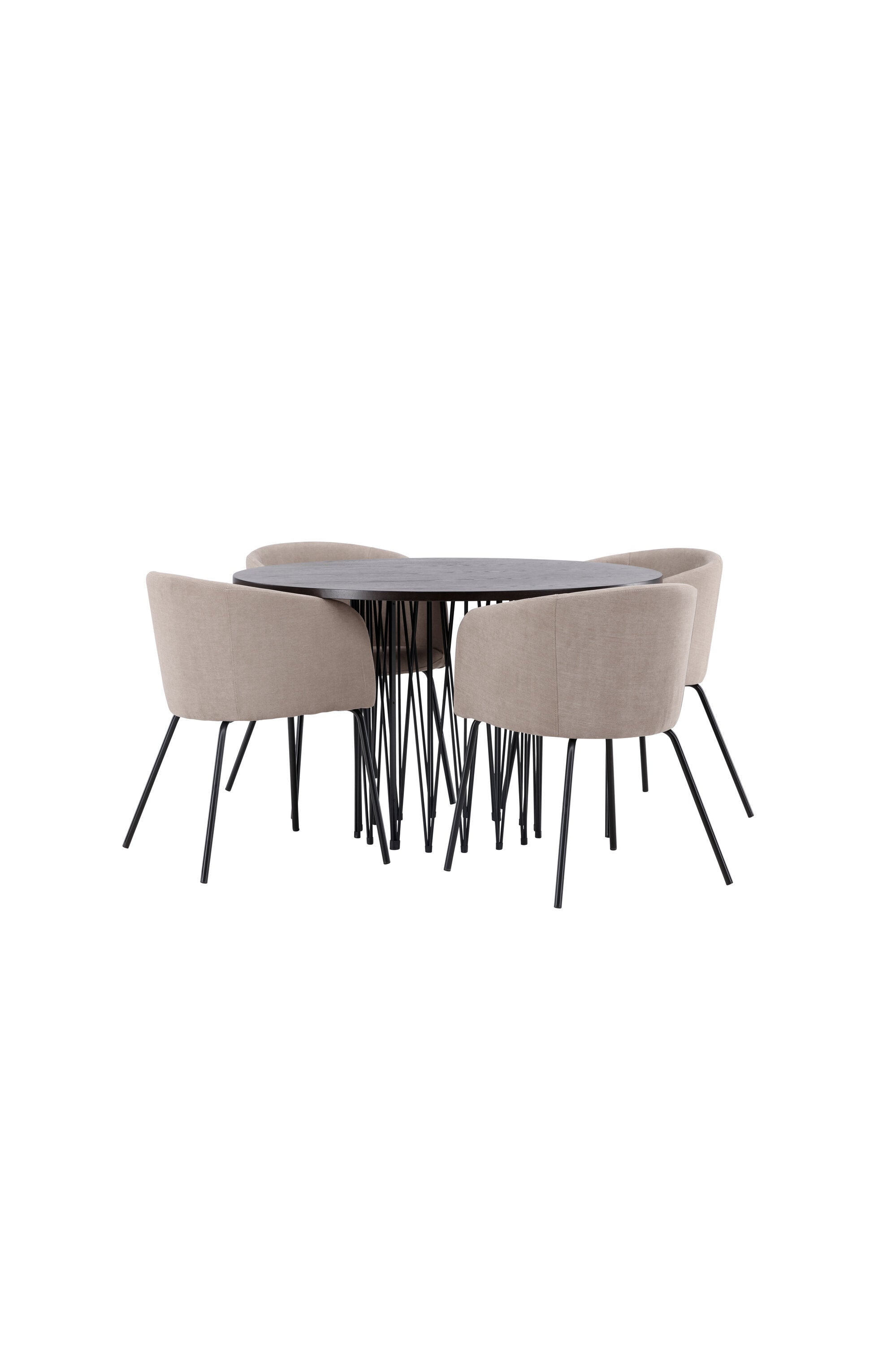Stone Esszimmerset + Berit ⌀120cm/4St. in Beige, Schwarz präsentiert im Onlineshop von KAQTU Design AG. Esszimmerset ist von Venture Home