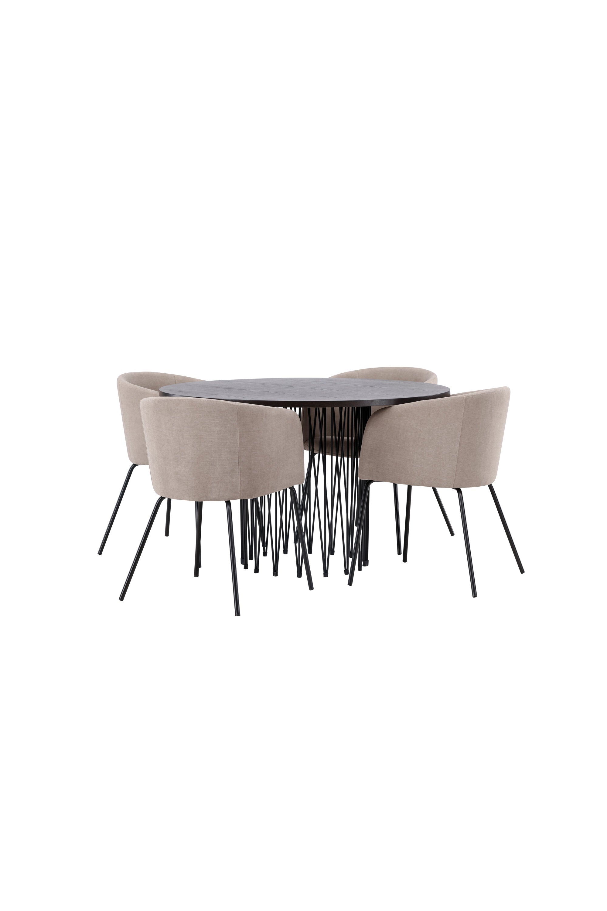 Stone Esszimmerset + Berit ⌀120cm/4St. in Beige, Schwarz präsentiert im Onlineshop von KAQTU Design AG. Esszimmerset ist von Venture Home
