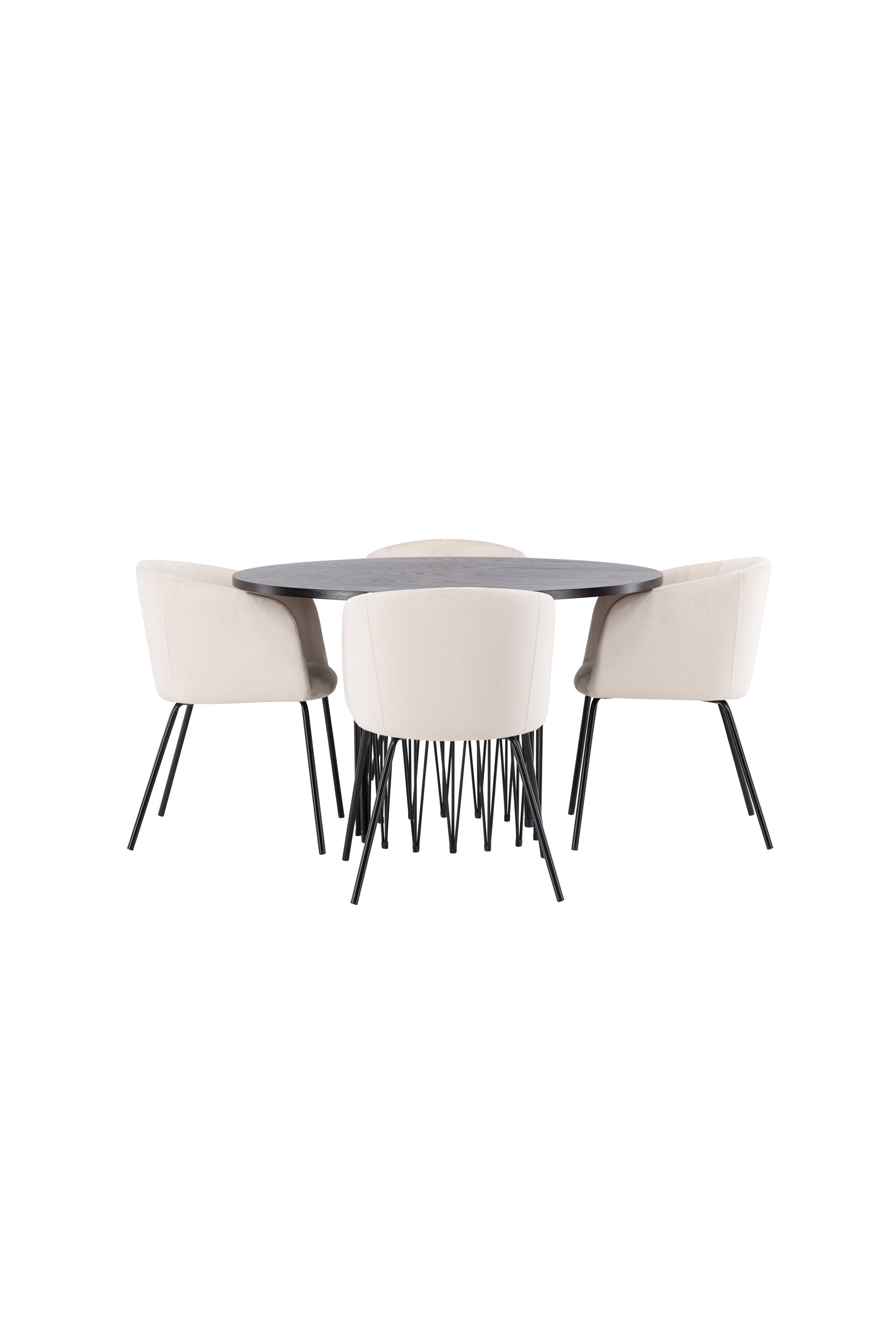 Stone Esszimmerset + Berit ⌀120cm/4St. in Beige, Schwarz präsentiert im Onlineshop von KAQTU Design AG. Esszimmerset ist von Venture Home
