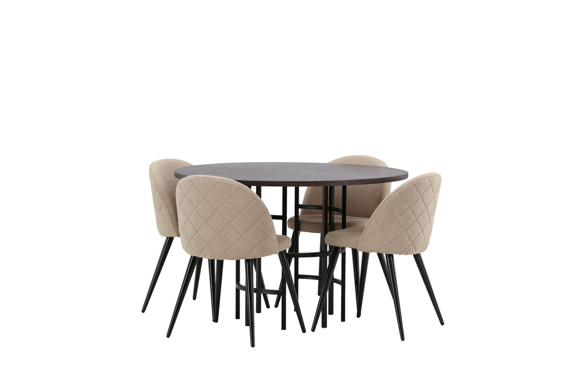 Esszimmerset Copenhagen + Velvet ⌀115cm/4St. in Mooca / Beige / Schwarz präsentiert im Onlineshop von KAQTU Design AG. Esszimmerset ist von Venture Home