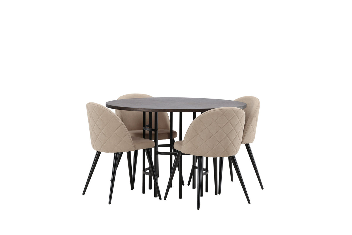 Esszimmerset Copenhagen + Velvet ⌀115cm/4St. in Mooca / Beige / Schwarz präsentiert im Onlineshop von KAQTU Design AG. Esszimmerset ist von Venture Home
