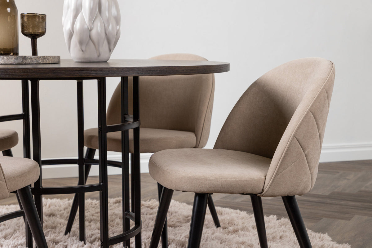 Esszimmerset Copenhagen + Velvet ⌀115cm/4St. in Mooca / Beige / Schwarz präsentiert im Onlineshop von KAQTU Design AG. Esszimmerset ist von Venture Home