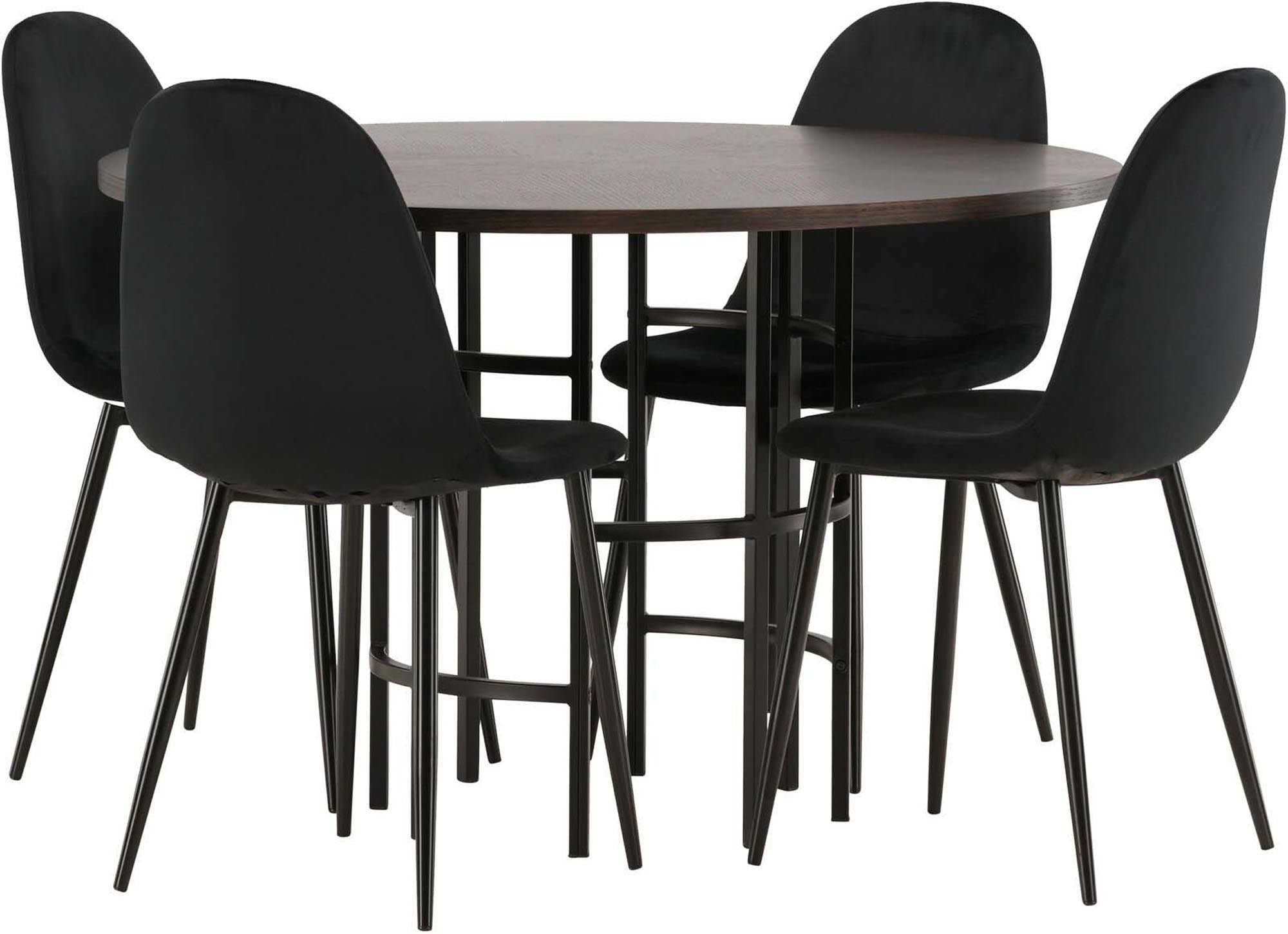 Elegantes Esszimmerset Copenhagen + Polar mit robustem Tisch und bequemen Stühlen für gesellige Abende und stilvolle Einrichtung.