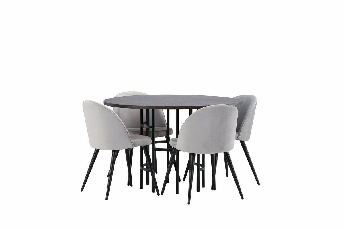 Esszimmerset Copenhagen + Velvet ⌀115cm/4St. in Mooca / Schwarzgrau präsentiert im Onlineshop von KAQTU Design AG. Esszimmerset ist von Venture Home