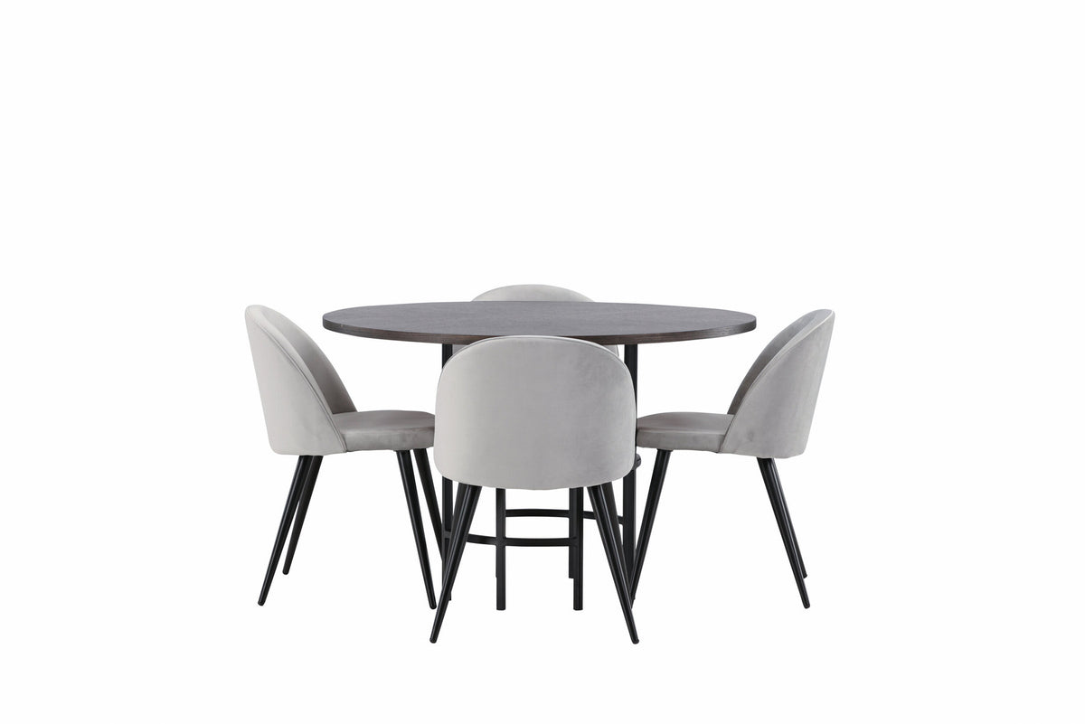 Esszimmerset Copenhagen + Velvet ⌀115cm/4St. in Mooca / Schwarzgrau präsentiert im Onlineshop von KAQTU Design AG. Esszimmerset ist von Venture Home