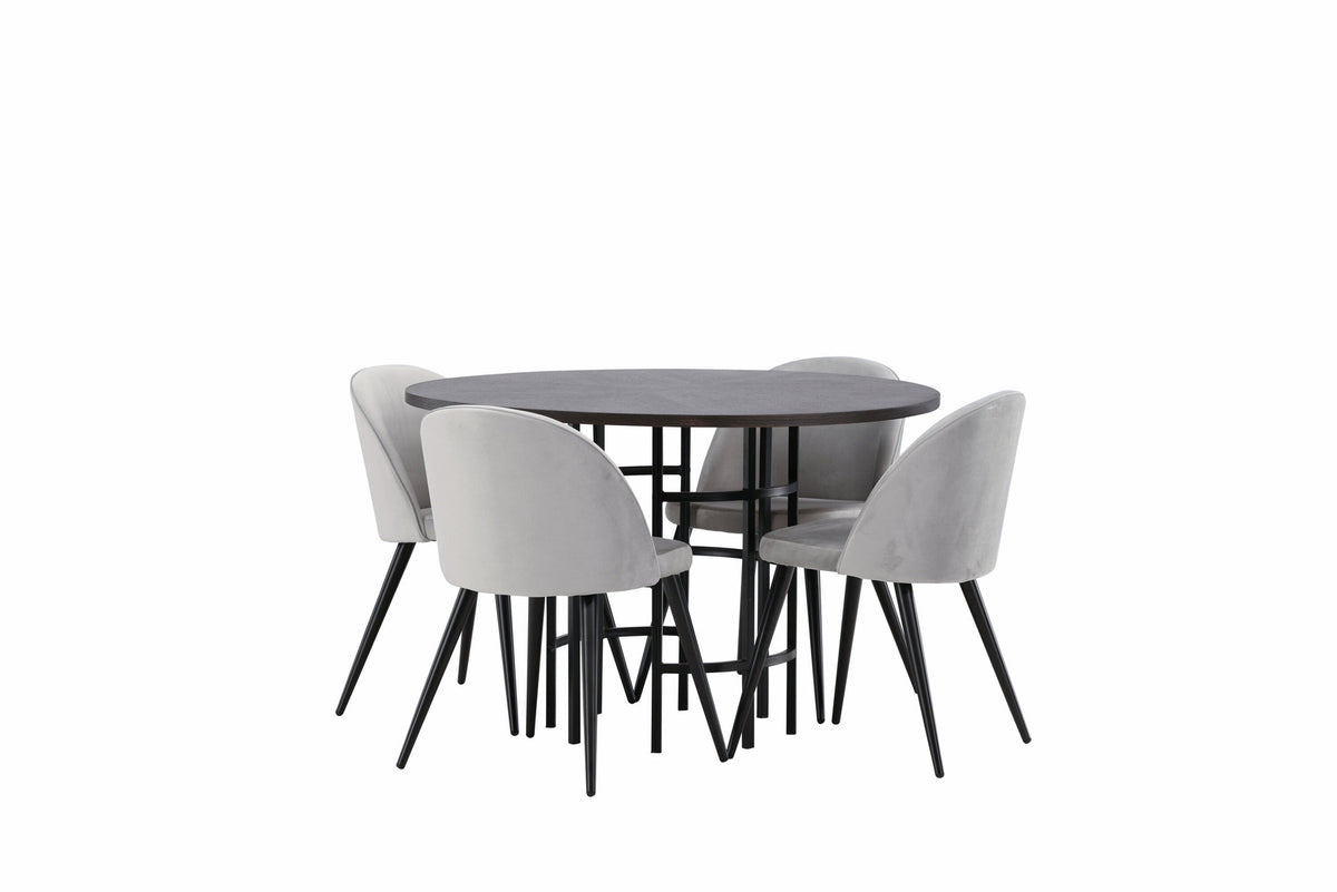 Esszimmerset Copenhagen + Velvet ⌀115cm/4St. in Mooca / Schwarzgrau präsentiert im Onlineshop von KAQTU Design AG. Esszimmerset ist von Venture Home