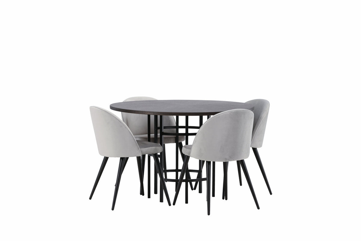 Esszimmerset Copenhagen + Velvet ⌀115cm/4St. in Mooca / Schwarzgrau präsentiert im Onlineshop von KAQTU Design AG. Esszimmerset ist von Venture Home