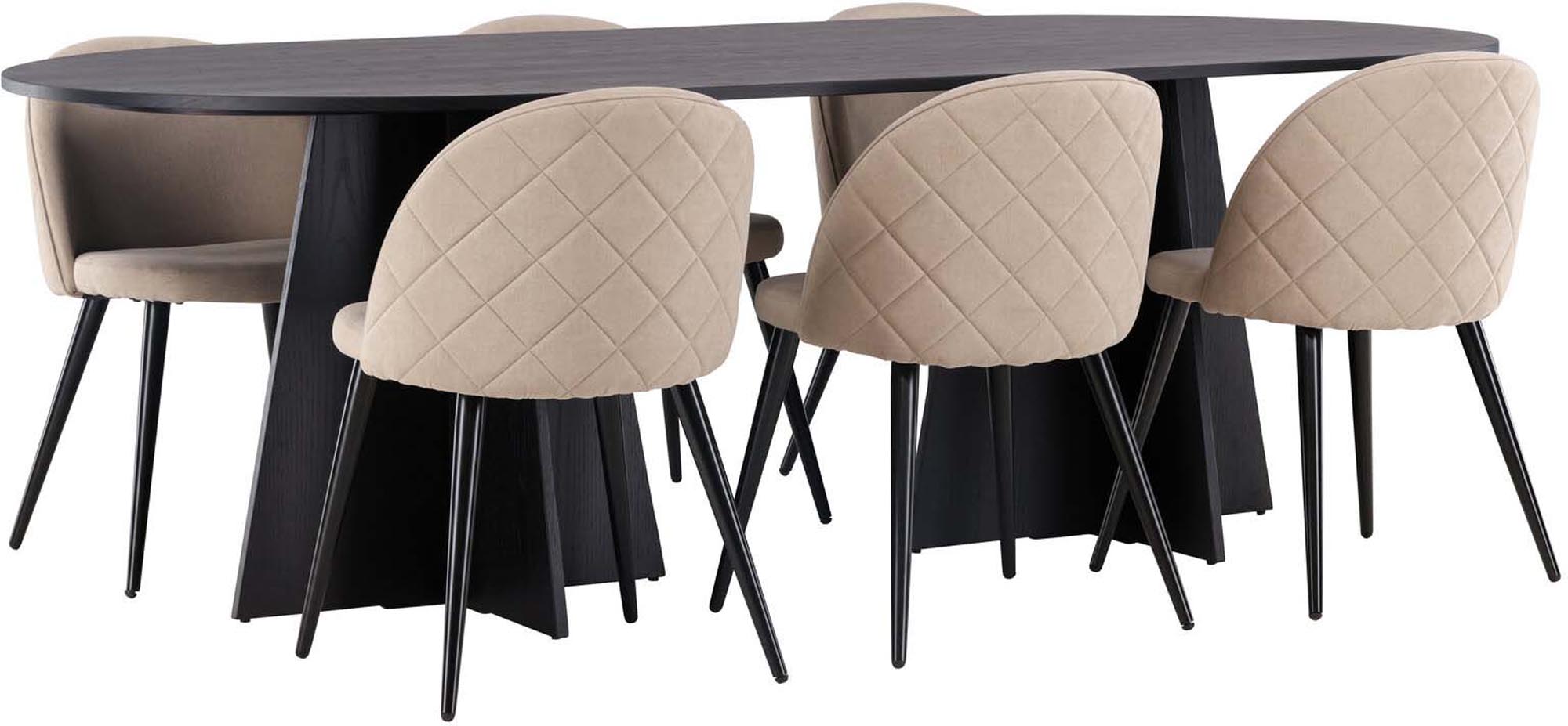 Stilvolles Esszimmerset: 230cm Tisch & 6 Samtstühle von Venture Home.