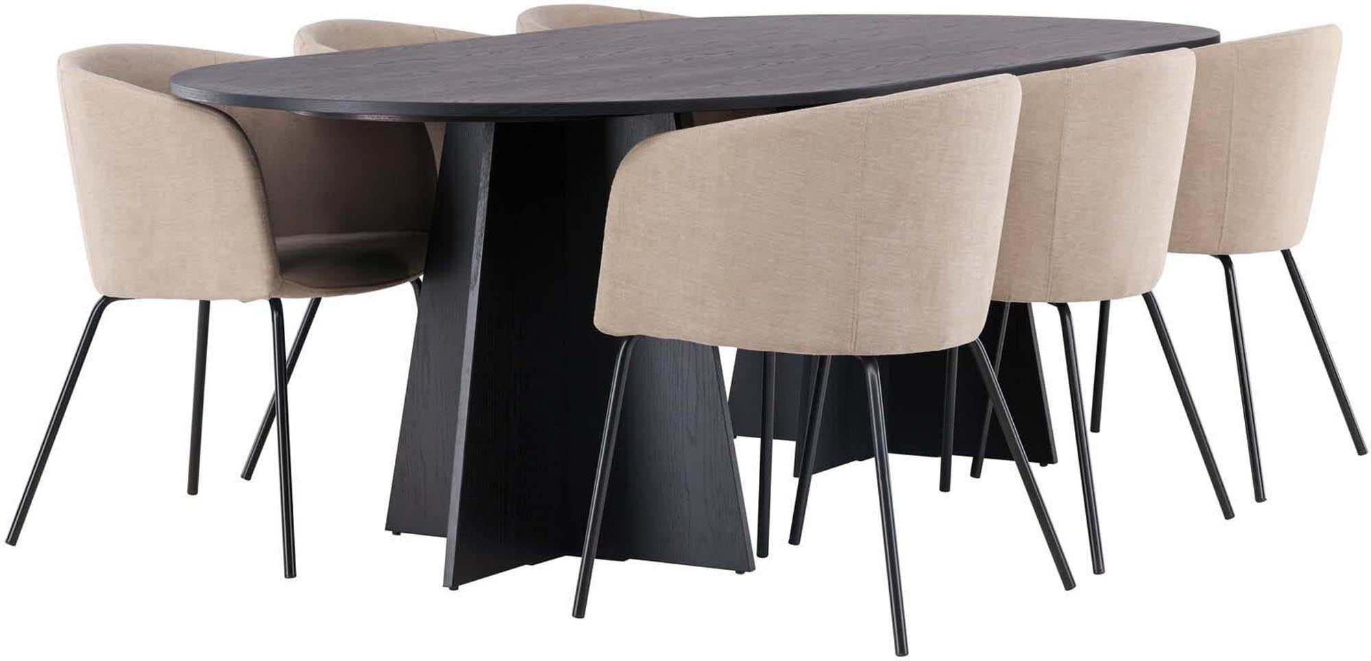 Elegantes Bootcut Esszimmerset mit großzügigem Tisch und bequemen Stühlen für einladende Esszimmeratmosphäre.