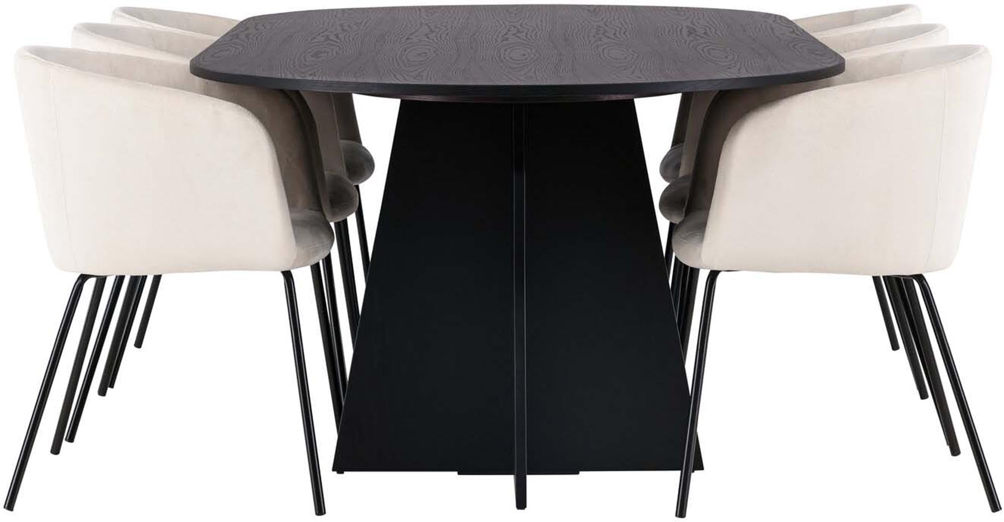 Stilvolles Bootcut Esszimmerset von Venture Home: Ovale Tischplatte und bequeme Stühle für einladende Esszimmeratmosphäre.