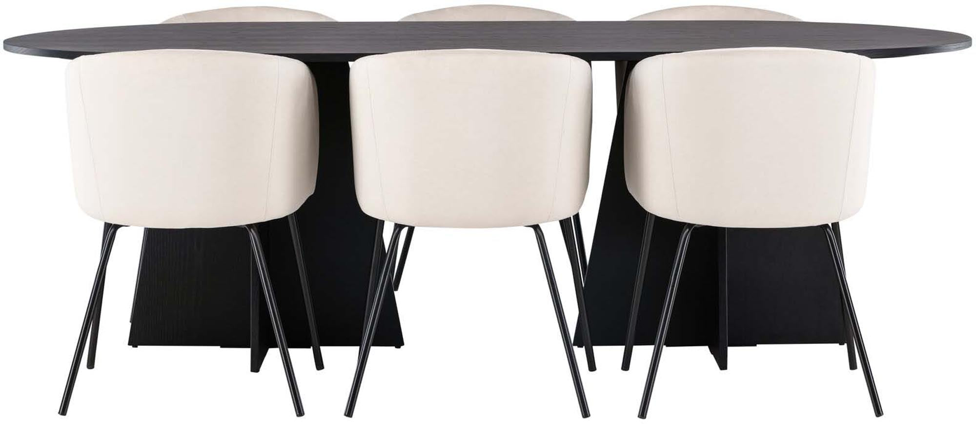 Stilvolles Bootcut Esszimmerset mit 6 Berit Stühlen, 230cm, von Venture Home.