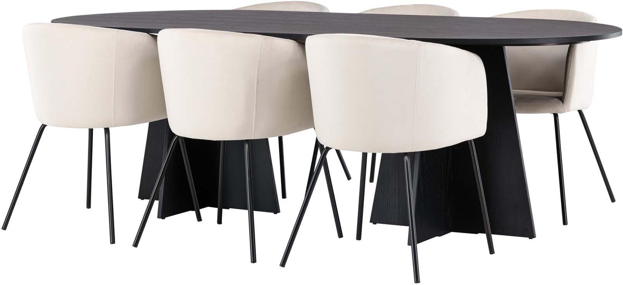 Elegantes Esszimmerset Bootcut mit 6 bequemen Berit Stühlen, 230 cm, ideal für gesellige Runden und stilvolle Einrichtung.