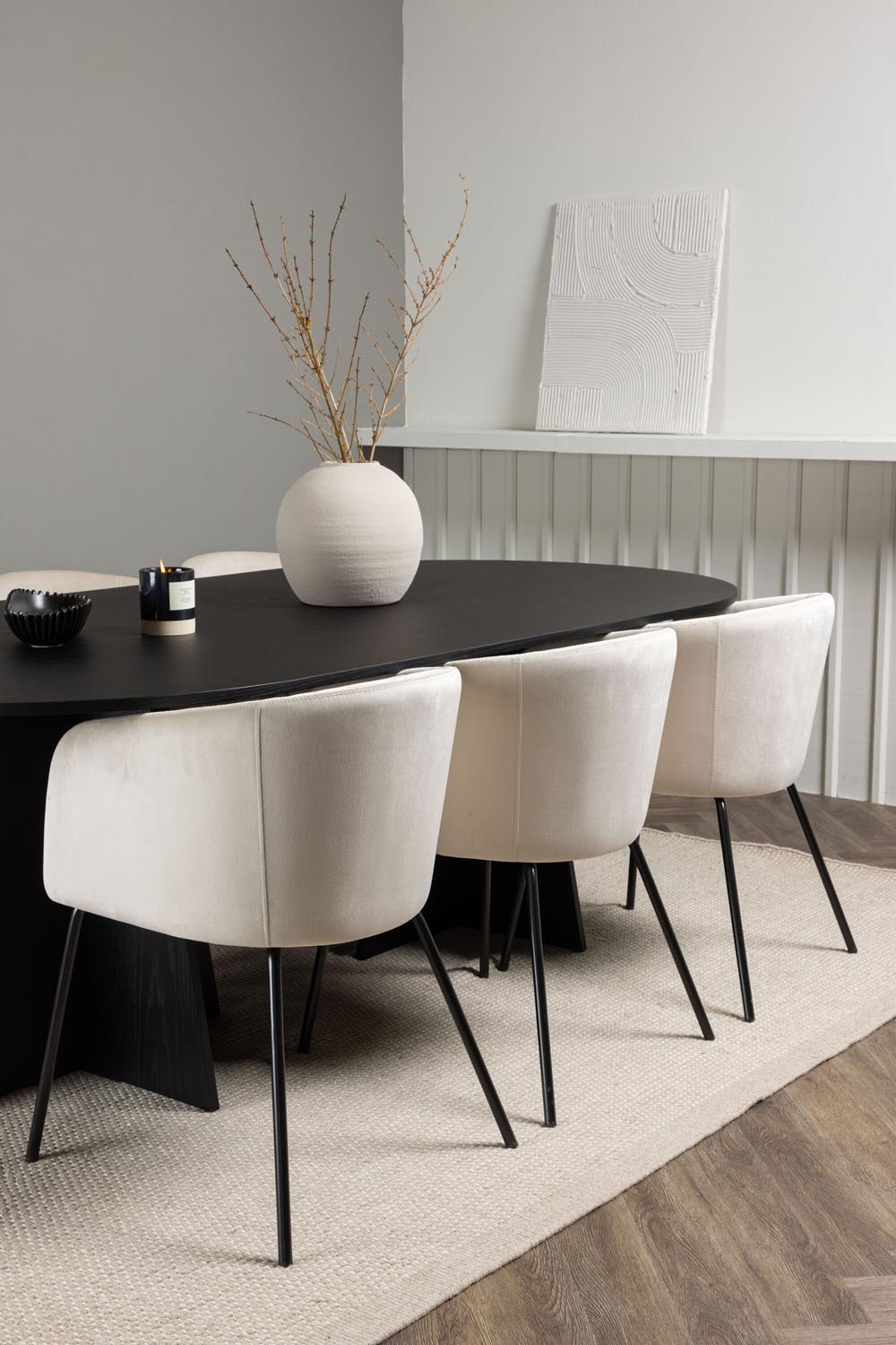 Bootcut Esszimmerset + Berit 230cm/6St. in Beige, Schwarz präsentiert im Onlineshop von KAQTU Design AG. Esszimmerset ist von Venture Home