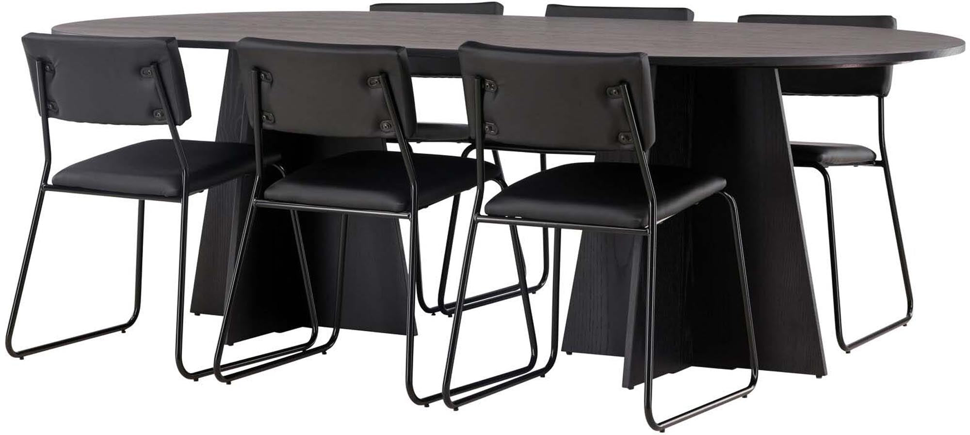 Elegantes Bootcut Esszimmerset von Venture Home mit ovalem Tisch und 6 stilvollen Stühlen, ideal für gesellige Runden und modernes Wohnen.