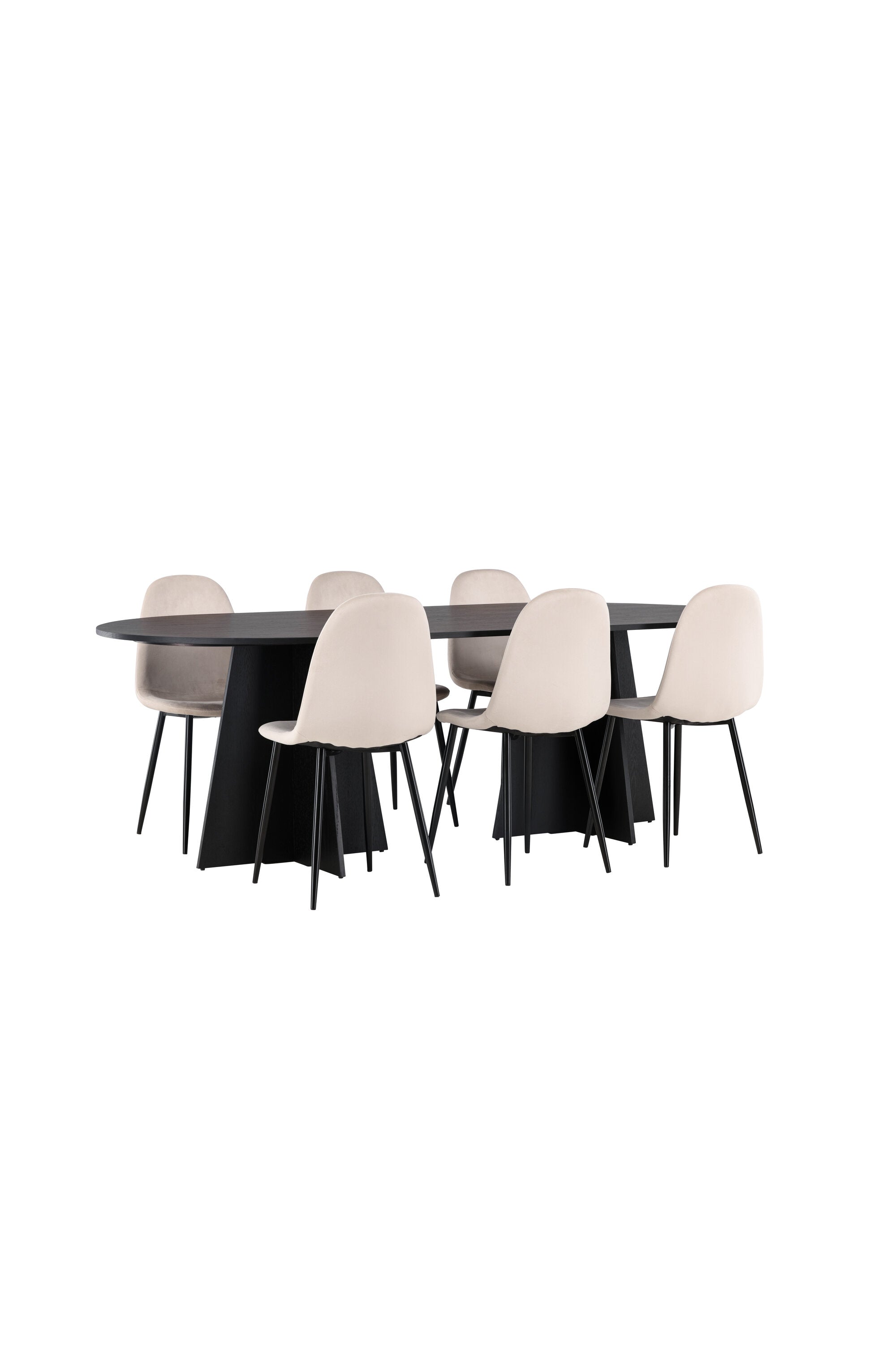 Bootcut Esszimmerset + Polar 230cm/6St. in Beige, Schwarz präsentiert im Onlineshop von KAQTU Design AG. Esszimmerset ist von Venture Home