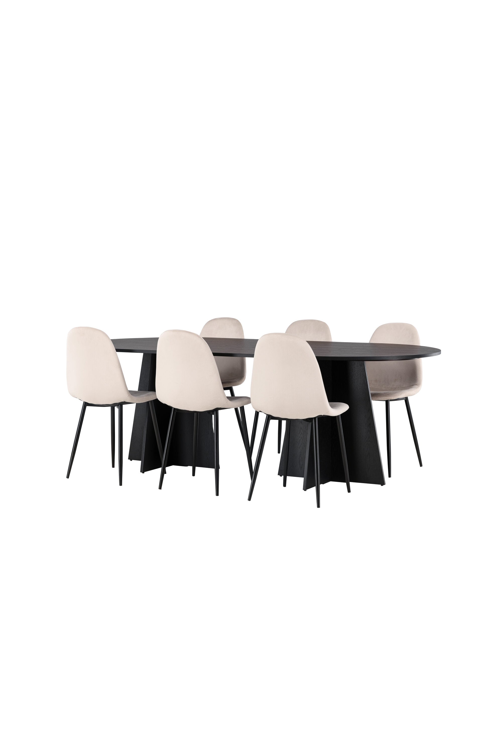 Bootcut Esszimmerset + Polar 230cm/6St. in Beige, Schwarz präsentiert im Onlineshop von KAQTU Design AG. Esszimmerset ist von Venture Home