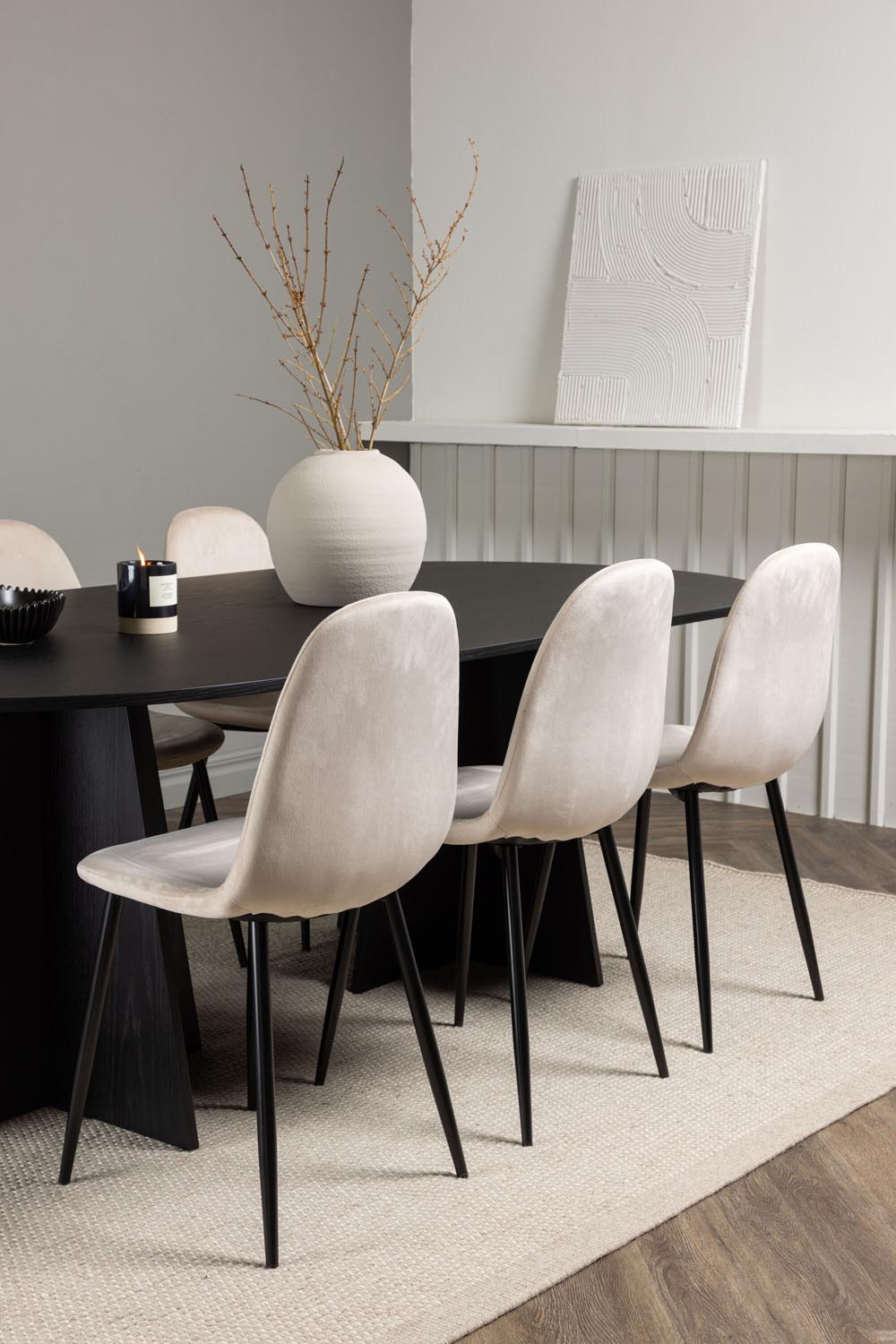 Bootcut Esszimmerset + Polar 230cm/6St. in Beige, Schwarz präsentiert im Onlineshop von KAQTU Design AG. Esszimmerset ist von Venture Home