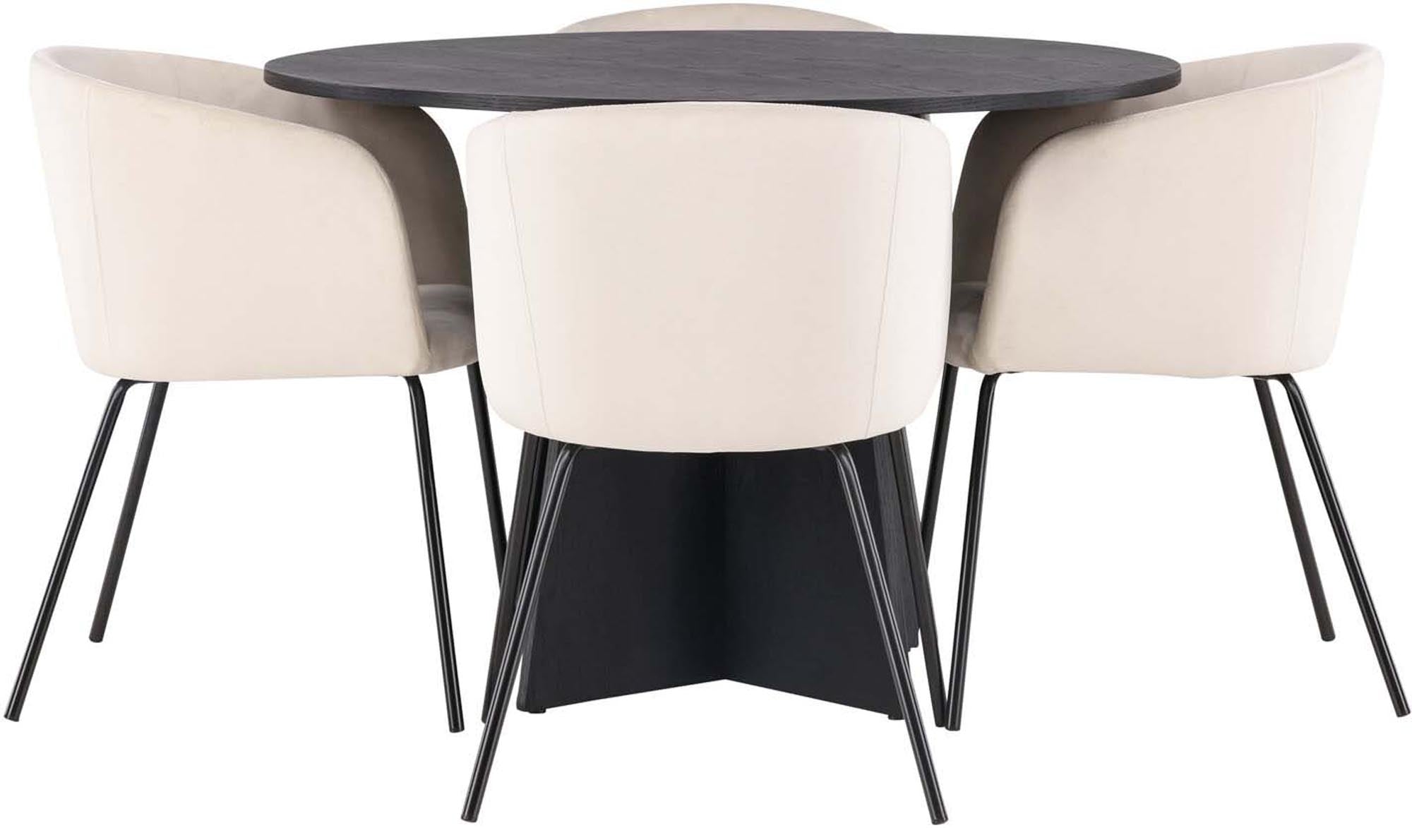 Elegantes Esszimmerset Bootcut + Berit, 110cm, 4 Stühle, Venture Home.