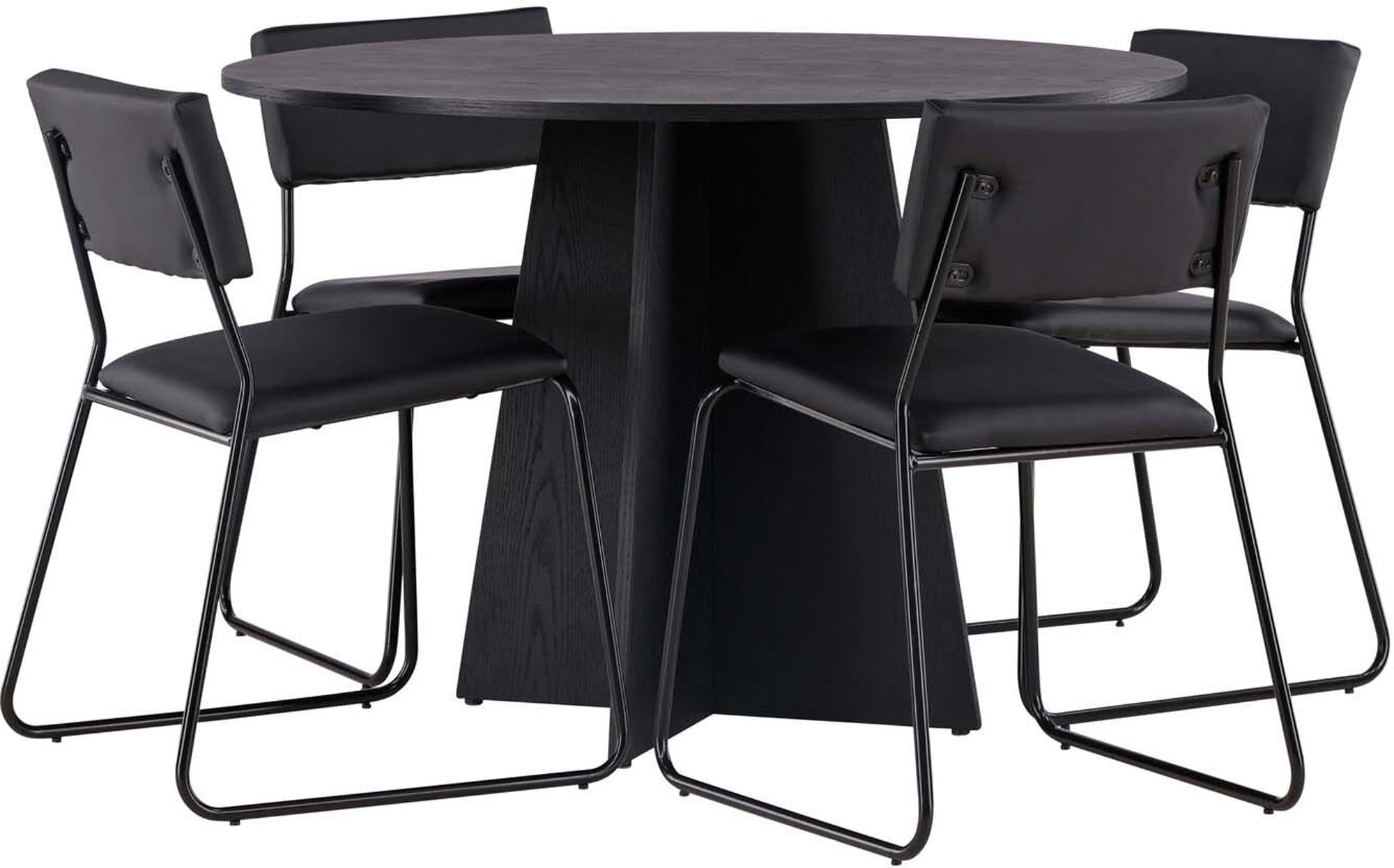 Stilvolles Bootcut Esszimmerset von Venture Home: Runder Tisch (110cm) und 4 elegante Kenth-Stühle für modernes Wohnen.