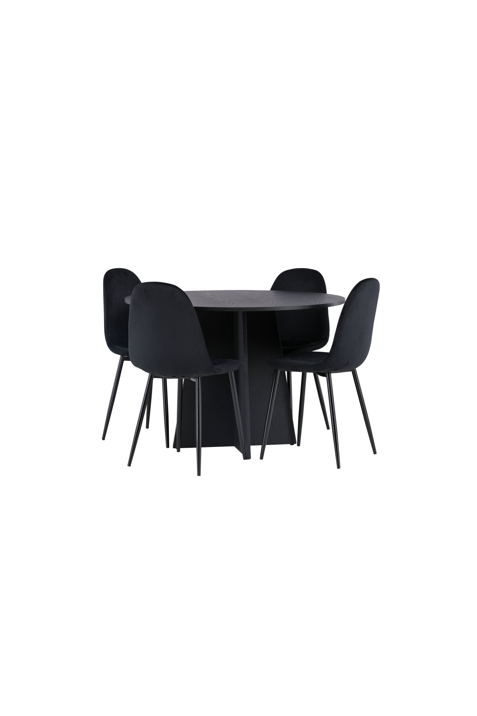 Bootcut Esszimmerset + Polar ⌀110cm/4St. in Schwarz Velvet präsentiert im Onlineshop von KAQTU Design AG. Esszimmerset ist von Venture Home