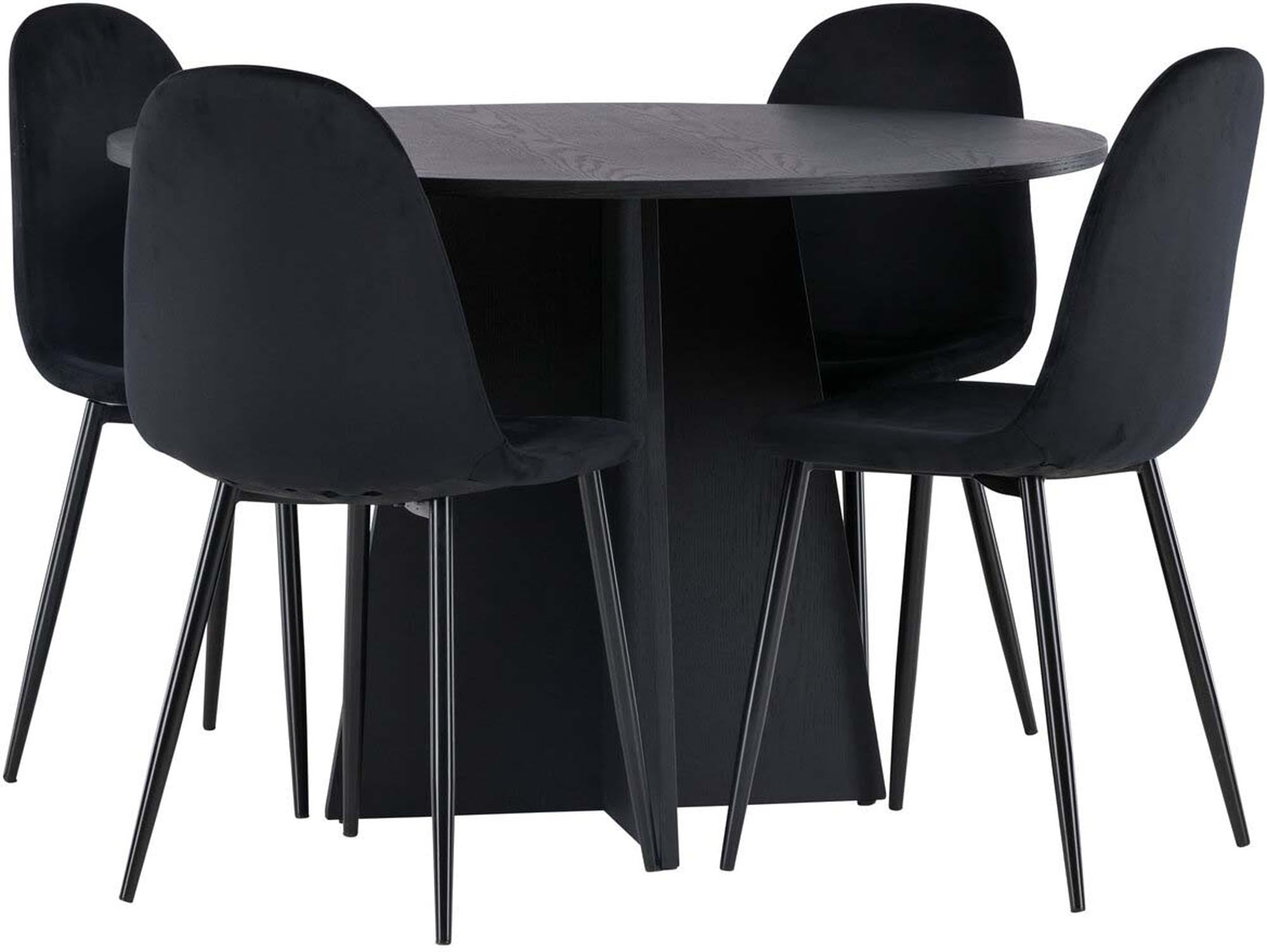 Stilvolles Bootcut Esszimmerset mit runden Tisch und 4 komfortablen Stühlen aus der Polar-Serie – ideal für moderne Esszimmer.