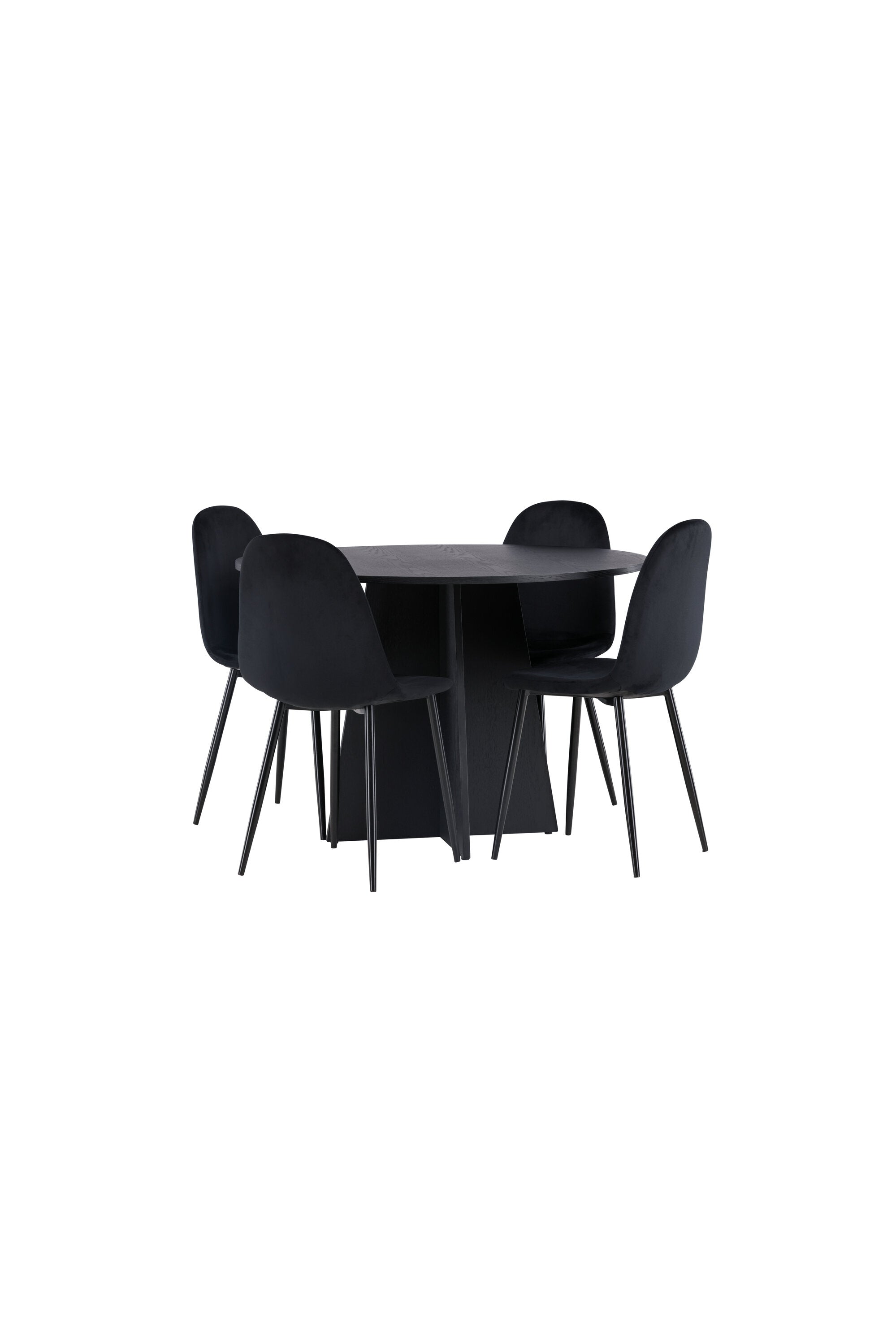Bootcut Esszimmerset + Polar ⌀110cm/4St. in Schwarz Velvet präsentiert im Onlineshop von KAQTU Design AG. Esszimmerset ist von Venture Home
