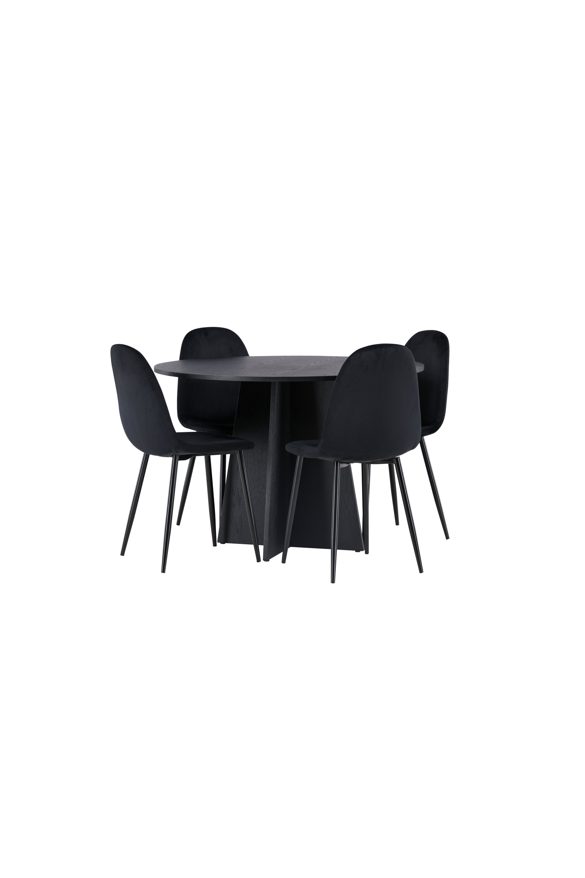 Bootcut Esszimmerset + Polar ⌀110cm/4St. in Schwarz Velvet präsentiert im Onlineshop von KAQTU Design AG. Esszimmerset ist von Venture Home