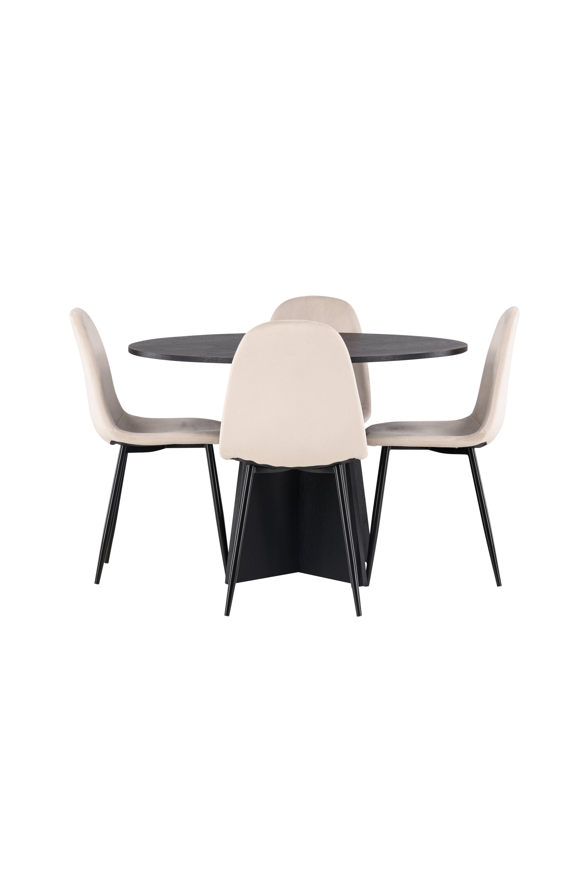 Bootcut Esszimmerset + Polar ⌀110cm/4St. in Beige hell / Schwarz präsentiert im Onlineshop von KAQTU Design AG. Esszimmerset ist von Venture Home