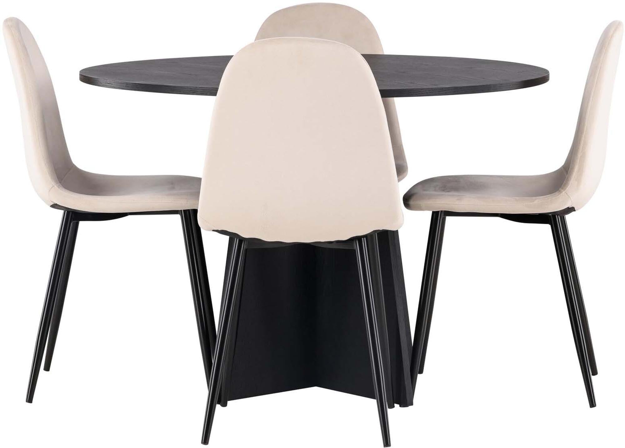 Stilvolles Bootcut Esszimmerset mit Polar Tisch und 4 Stühlen.