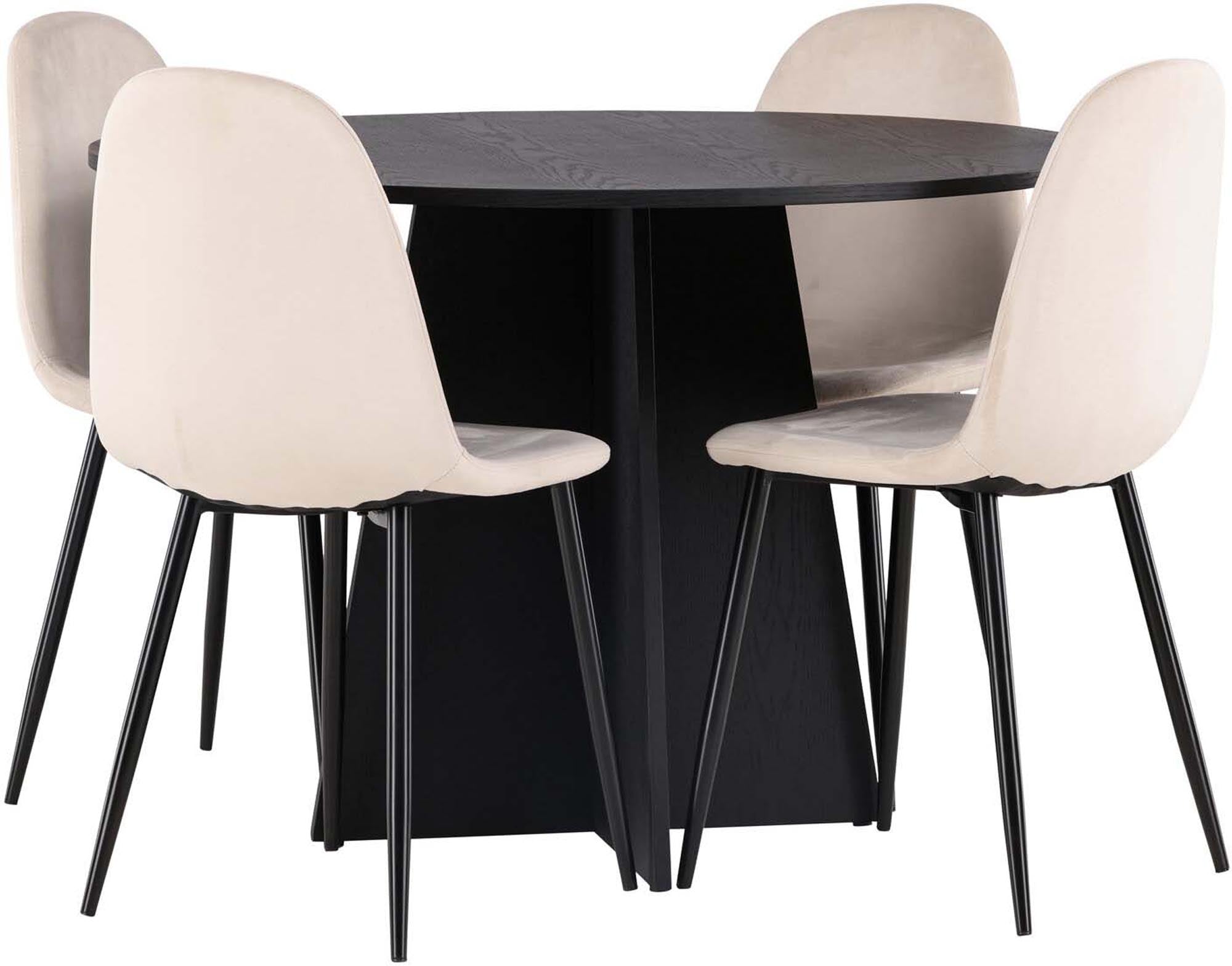 Stilvolles Esszimmerset: Bootcut Tisch mit 4 Polar Stühlen, modern.