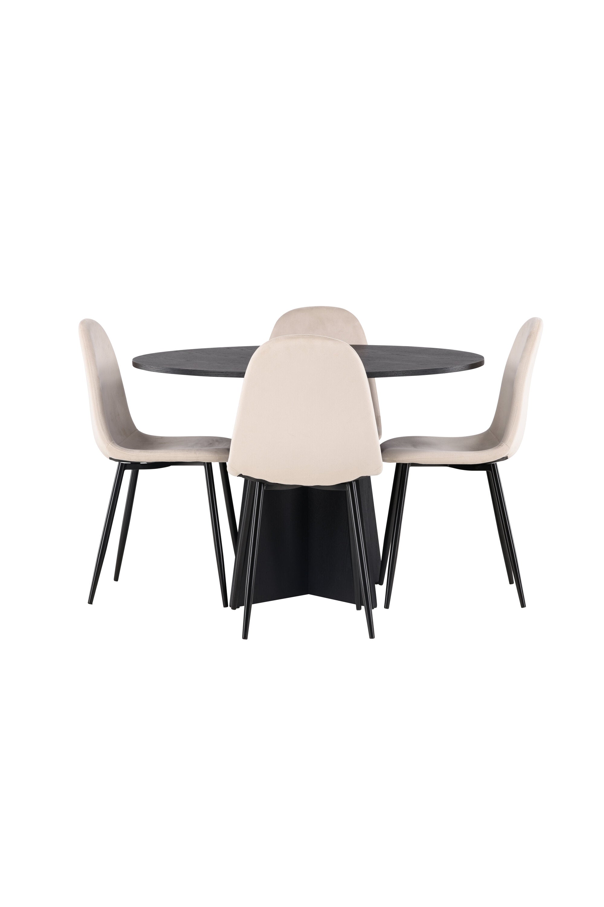 Bootcut Esszimmerset + Polar ⌀110cm/4St. in Beige hell / Schwarz präsentiert im Onlineshop von KAQTU Design AG. Esszimmerset ist von Venture Home