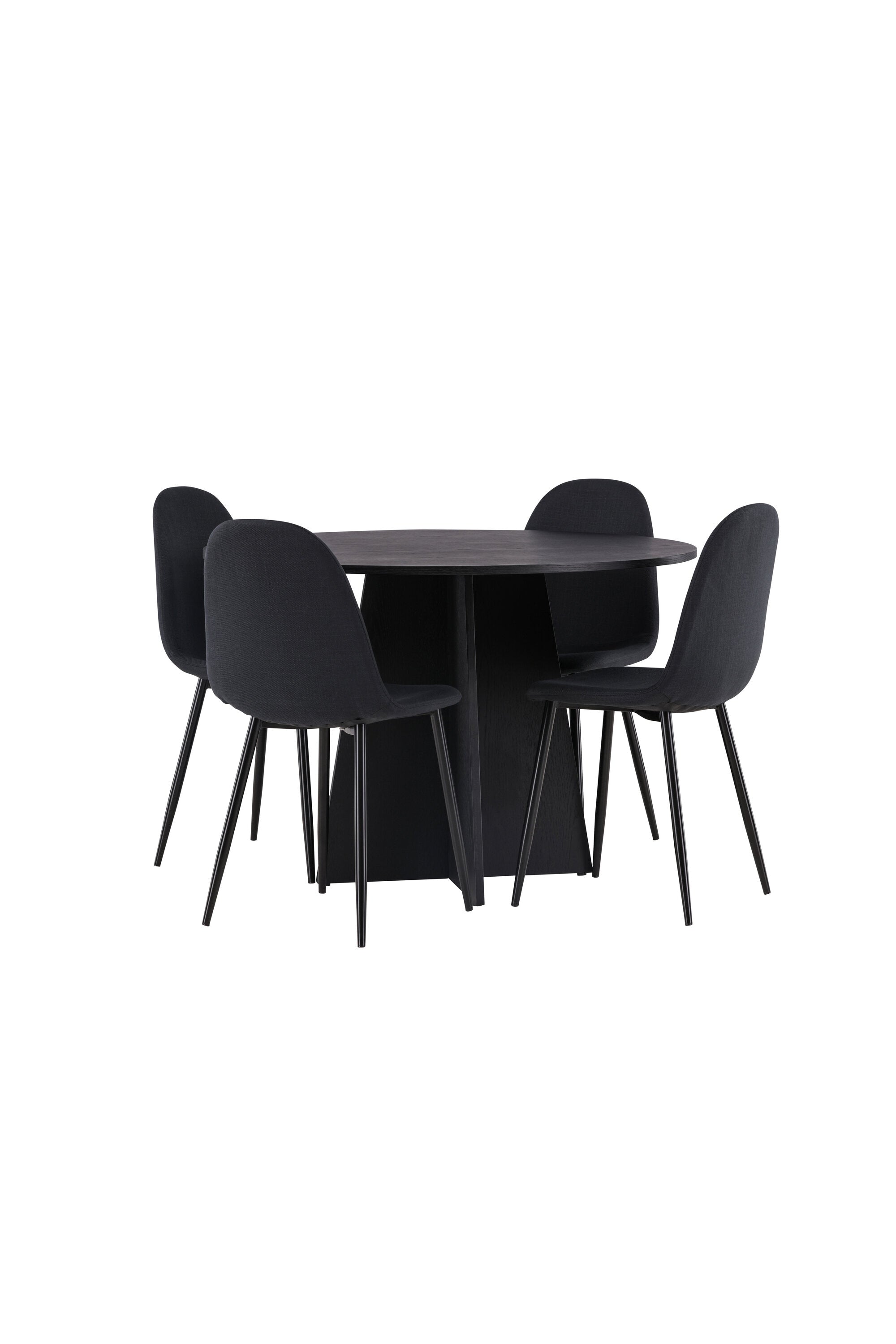 Bootcut Esszimmerset + Polar ⌀110cm/4St. in Schwarz präsentiert im Onlineshop von KAQTU Design AG. Esszimmerset ist von Venture Home