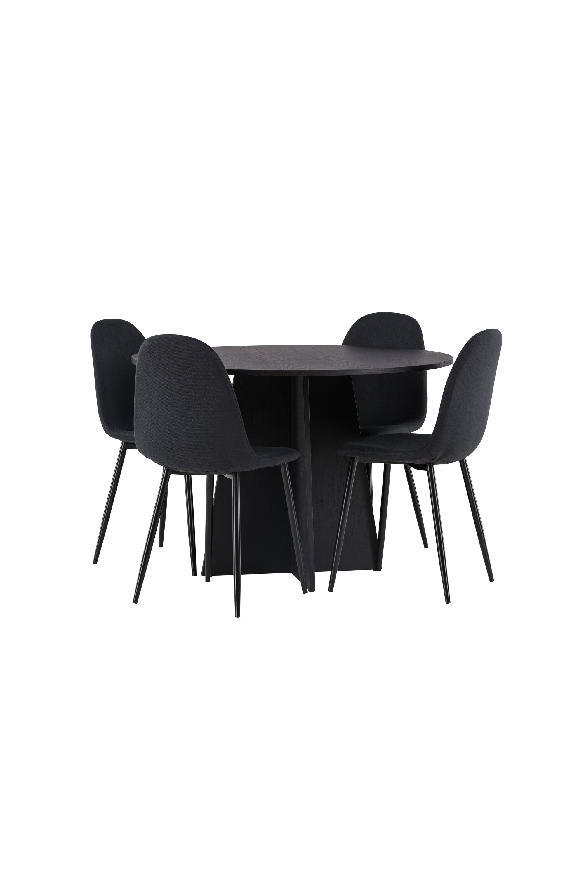 Bootcut Esszimmerset + Polar ⌀110cm/4St. in Schwarz präsentiert im Onlineshop von KAQTU Design AG. Esszimmerset ist von Venture Home