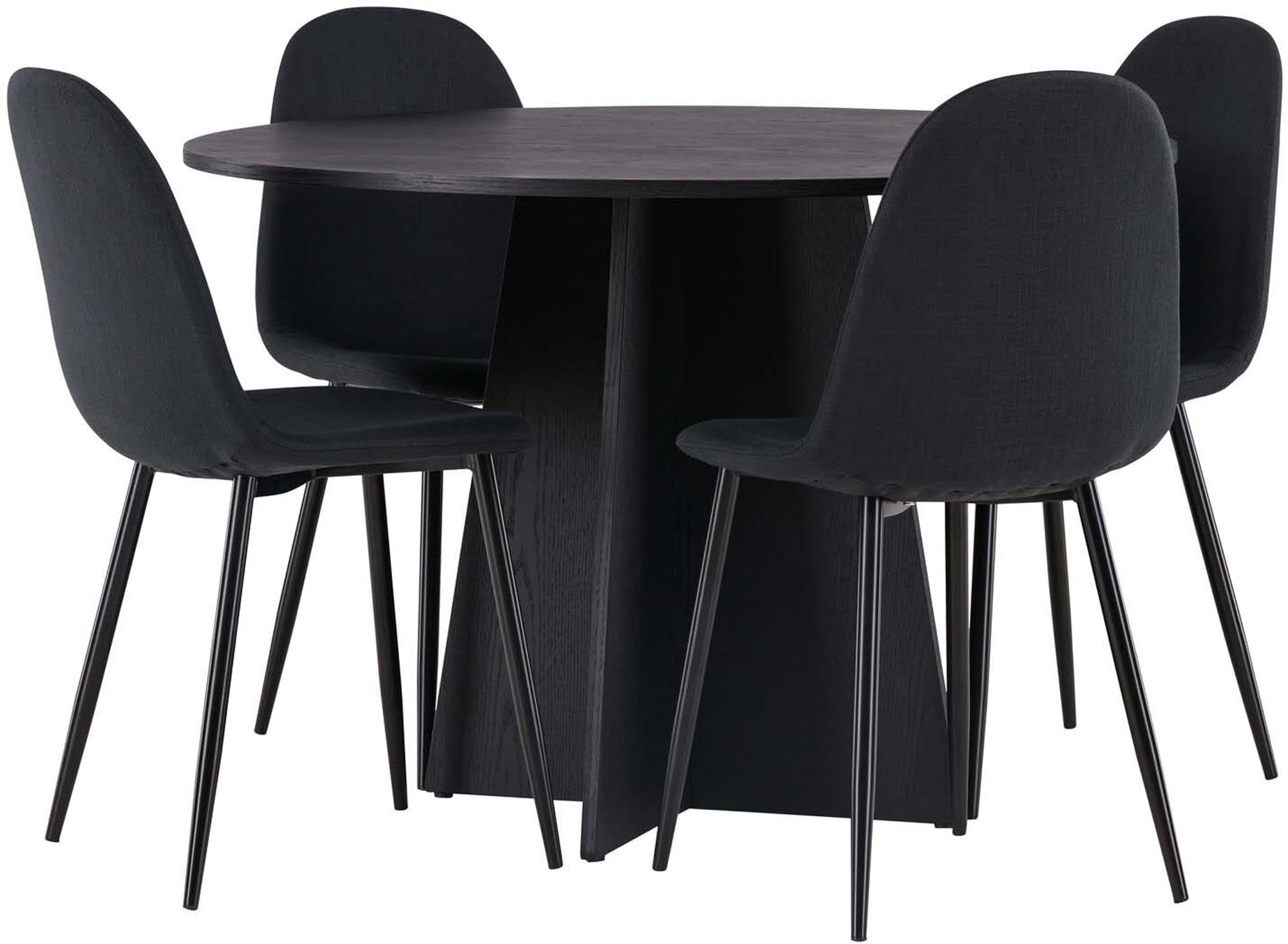 Elegantes Bootcut Esszimmerset mit runden Tisch und 4 komfortablen Stühlen aus der Polar-Serie. Ideal für moderne Esszimmer!