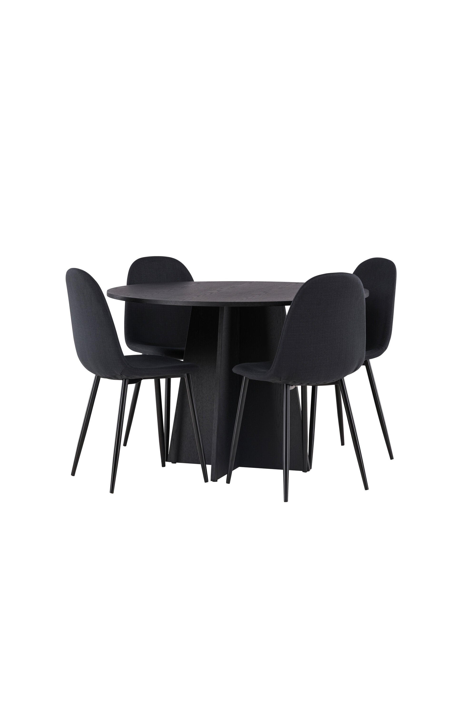 Bootcut Esszimmerset + Polar ⌀110cm/4St. in Schwarz präsentiert im Onlineshop von KAQTU Design AG. Esszimmerset ist von Venture Home