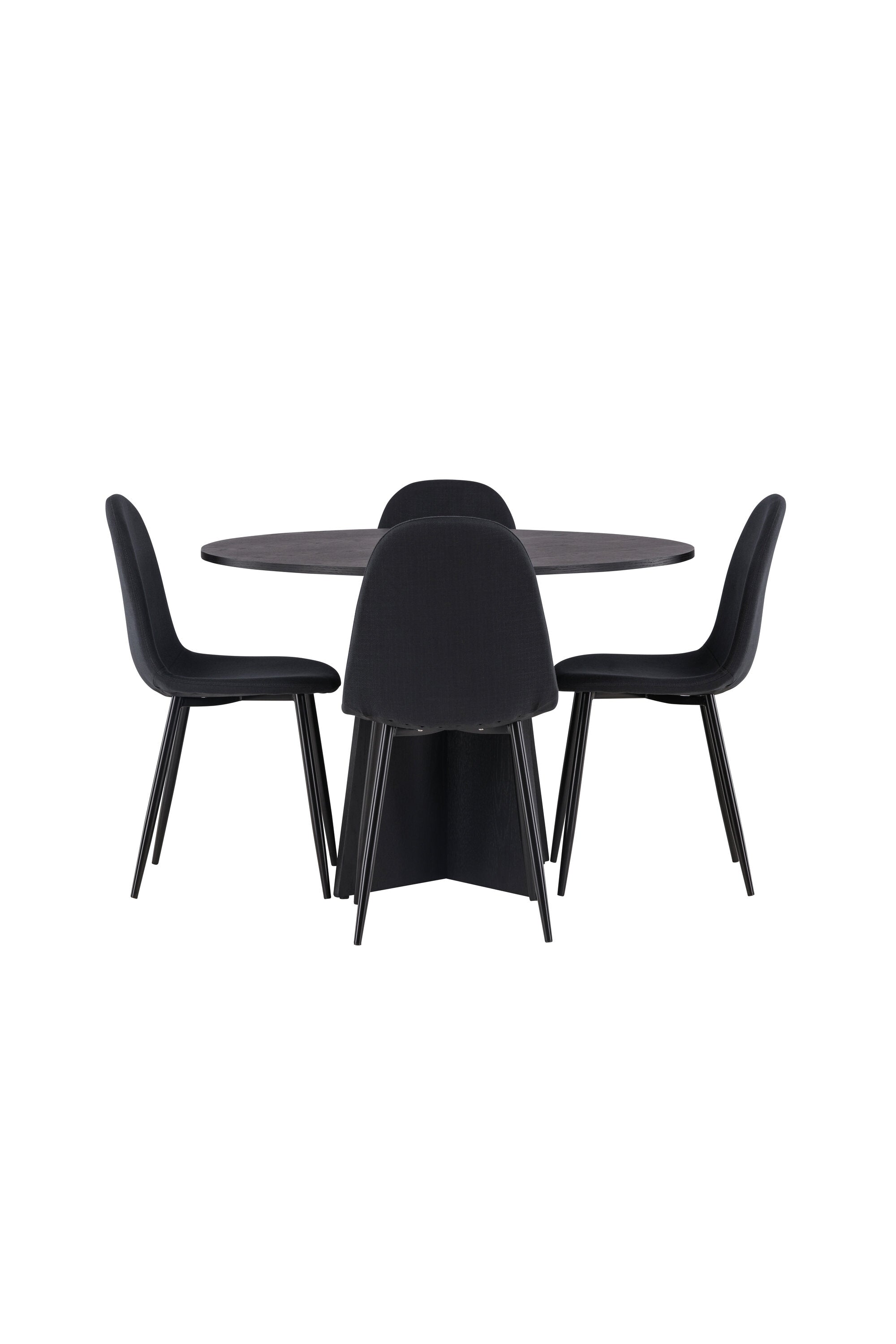 Bootcut Esszimmerset + Polar ⌀110cm/4St. in Schwarz präsentiert im Onlineshop von KAQTU Design AG. Esszimmerset ist von Venture Home