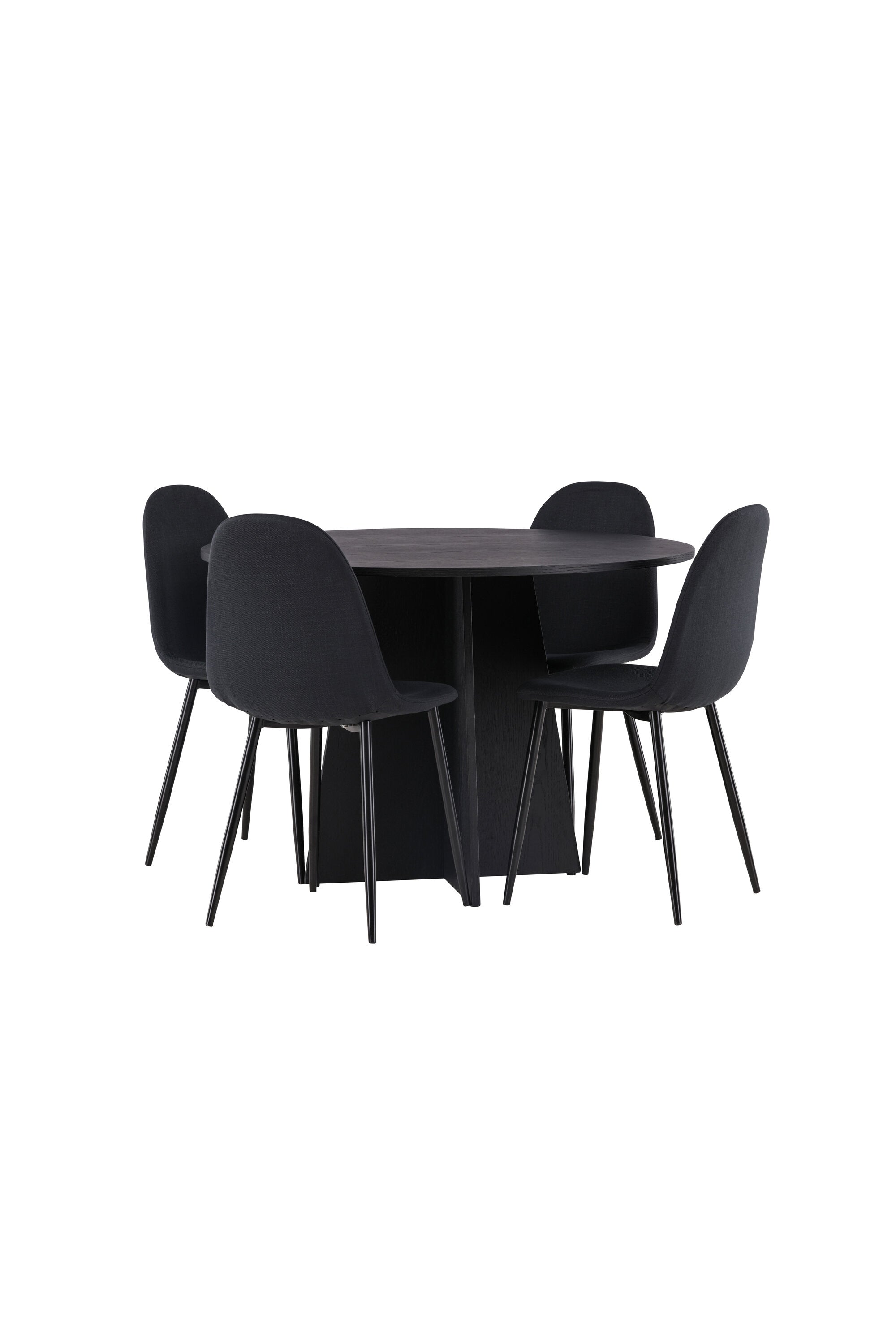 Bootcut Esszimmerset + Polar ⌀110cm/4St. in Schwarz präsentiert im Onlineshop von KAQTU Design AG. Esszimmerset ist von Venture Home