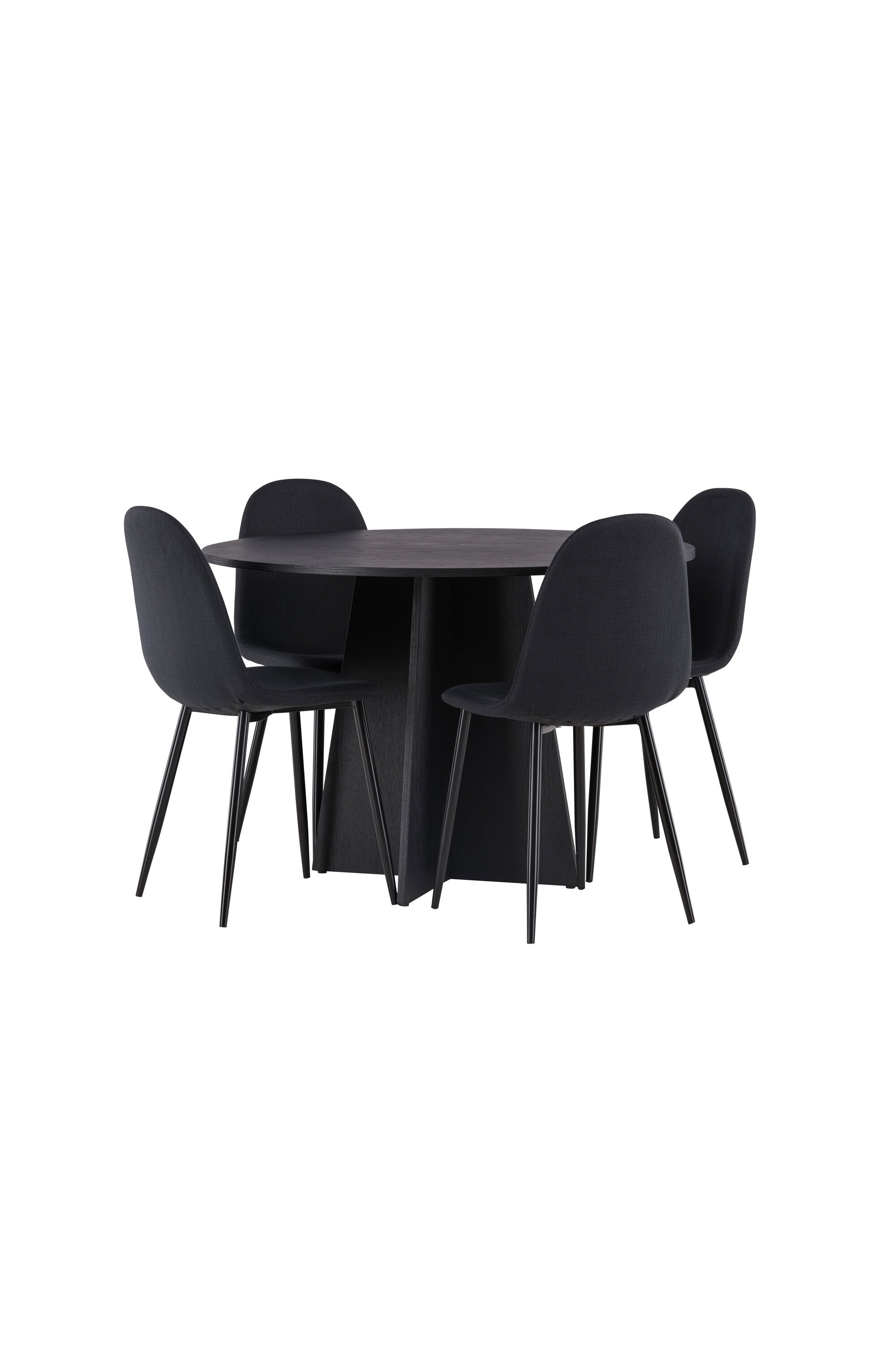 Bootcut Esszimmerset + Polar ⌀110cm/4St. in Schwarz präsentiert im Onlineshop von KAQTU Design AG. Esszimmerset ist von Venture Home