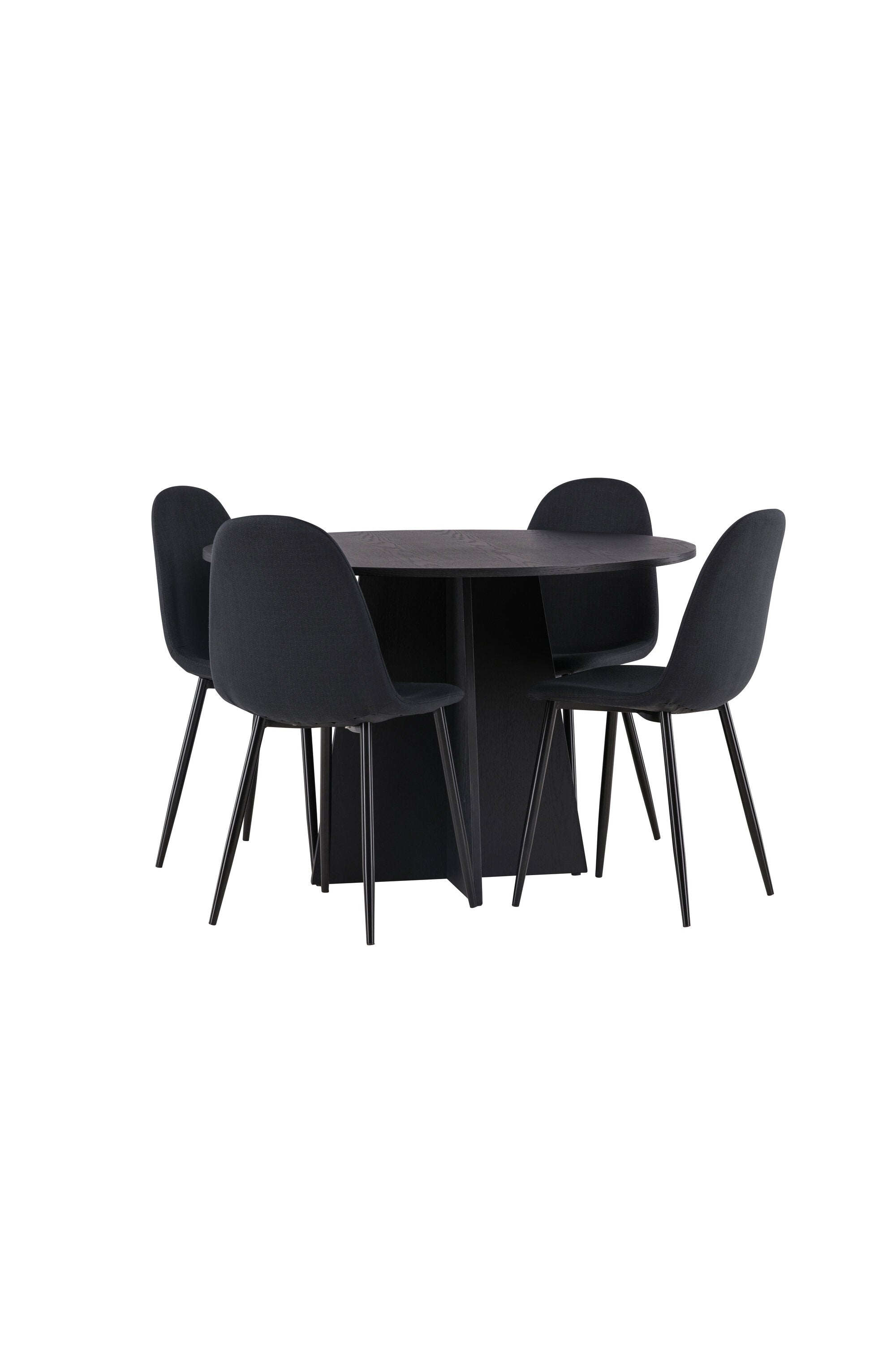 Bootcut Esszimmerset + Polar ⌀110cm/4St. in Schwarz präsentiert im Onlineshop von KAQTU Design AG. Esszimmerset ist von Venture Home