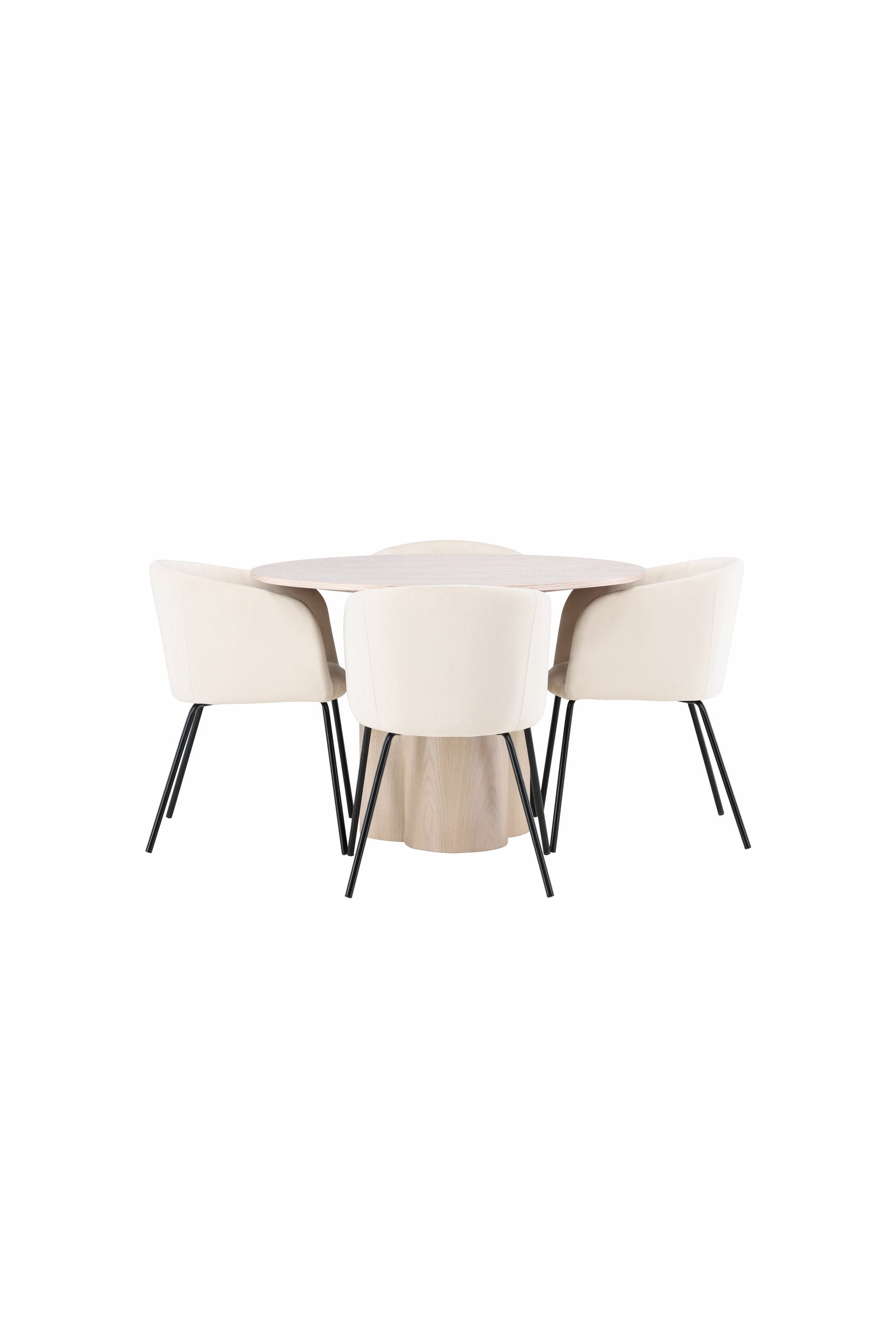 Olivia Esszimmer Set + Berit ⌀110cm/4St. in Natur / Beige / Schwarz präsentiert im Onlineshop von KAQTU Design AG. Esszimmerset ist von Venture Home