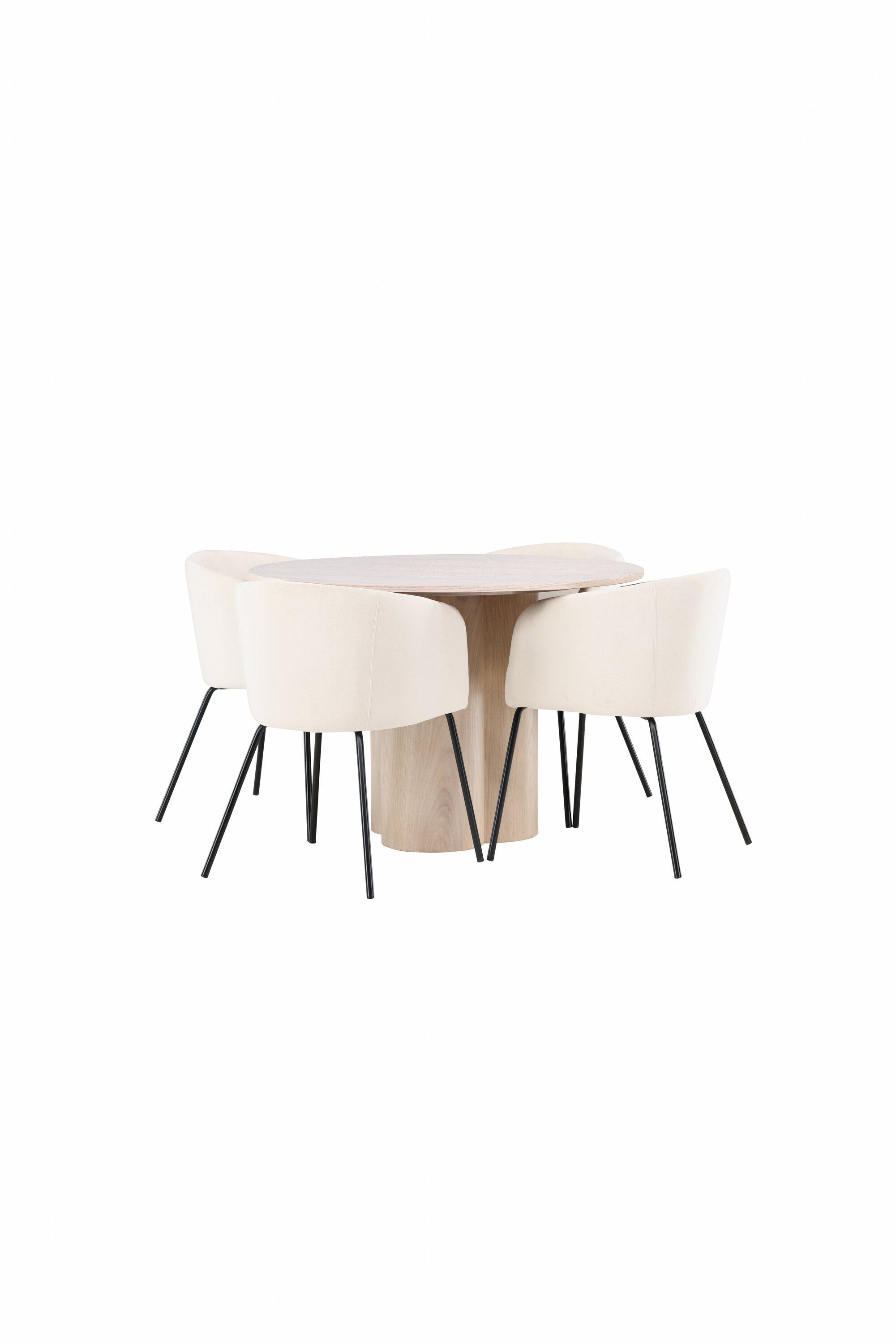 Olivia Esszimmer Set + Berit ⌀110cm/4St. in Natur / Beige / Schwarz präsentiert im Onlineshop von KAQTU Design AG. Esszimmerset ist von Venture Home