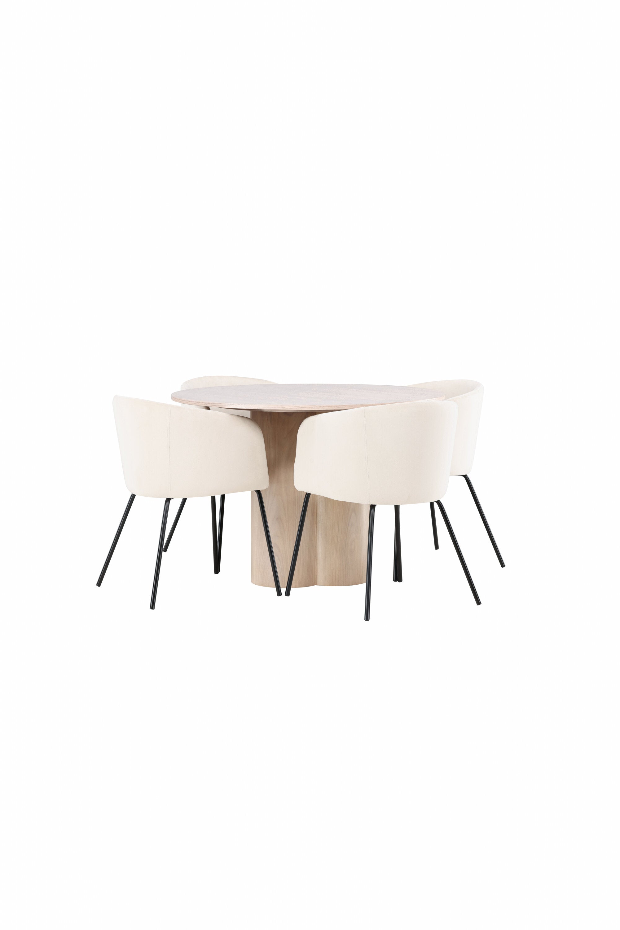 Olivia Esszimmer Set + Berit ⌀110cm/4St. in Natur / Beige / Schwarz präsentiert im Onlineshop von KAQTU Design AG. Esszimmerset ist von Venture Home