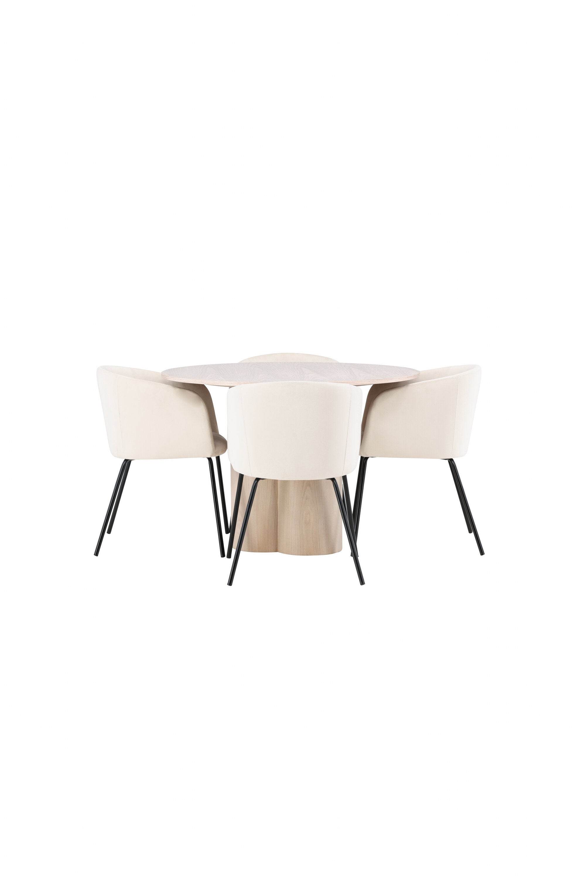 Olivia Esszimmer Set + Berit ⌀110cm/4St. in Natur / Beige / Schwarz präsentiert im Onlineshop von KAQTU Design AG. Esszimmerset ist von Venture Home
