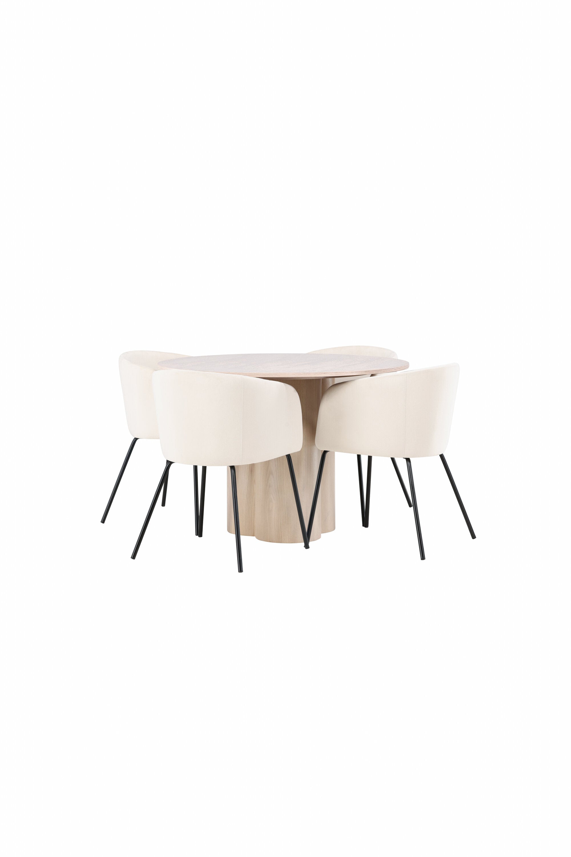Olivia Esszimmer Set + Berit ⌀110cm/4St. in Natur / Beige / Schwarz präsentiert im Onlineshop von KAQTU Design AG. Esszimmerset ist von Venture Home