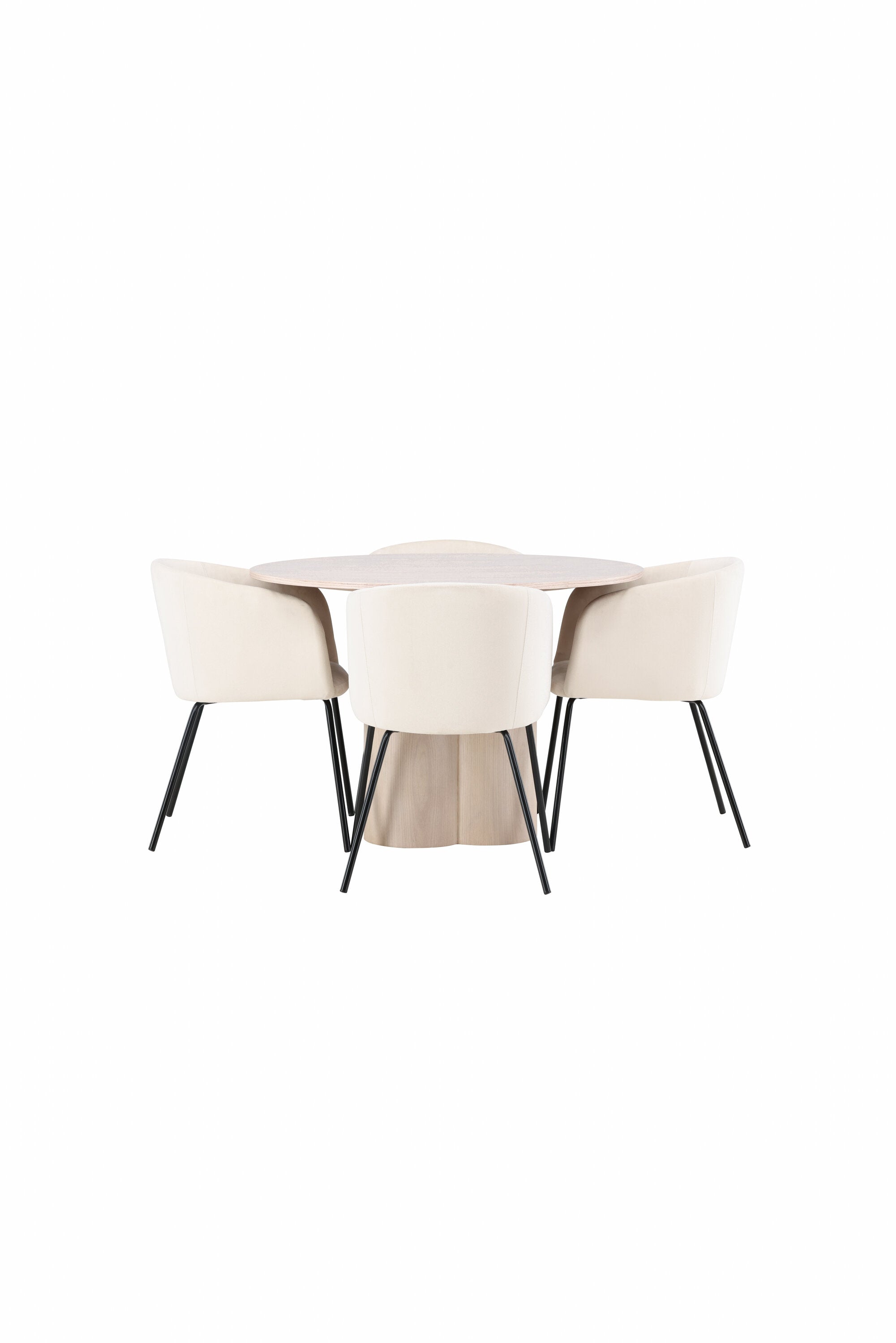 Olivia Esszimmer Set + Berit ⌀110cm/4St. in Natur / Beige / Schwarz präsentiert im Onlineshop von KAQTU Design AG. Esszimmerset ist von Venture Home