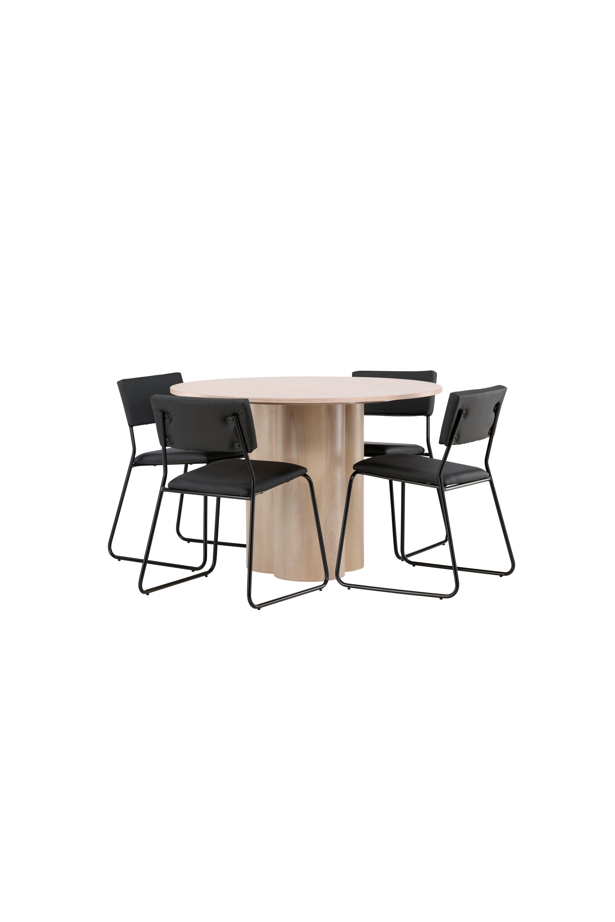 Olivia Esszimmer Set + Kenth ⌀110cm/4St. in Natur / Schwarz präsentiert im Onlineshop von KAQTU Design AG. Esszimmerset ist von Venture Home