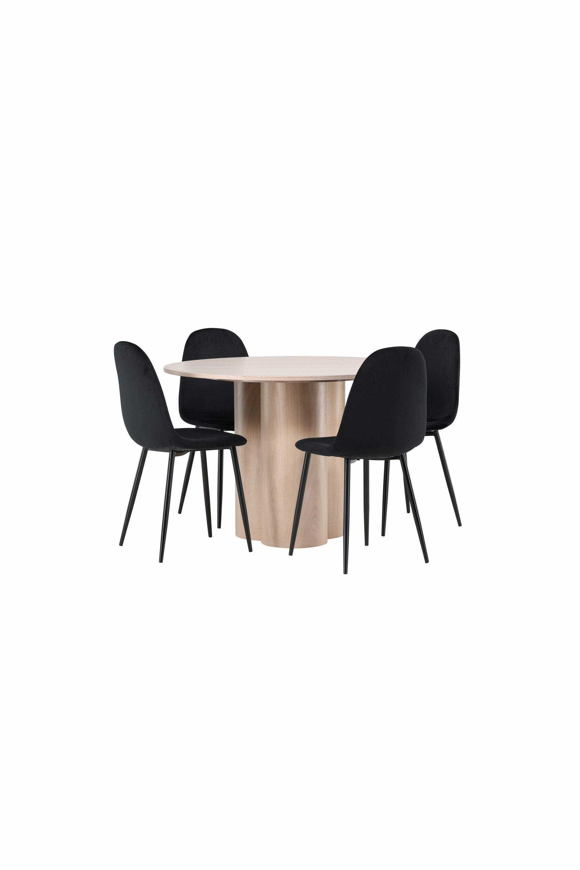Olivia Esszimmer Set + Polar ⌀110cm/4St. in Natur / Schwarz präsentiert im Onlineshop von KAQTU Design AG. Esszimmerset ist von Venture Home
