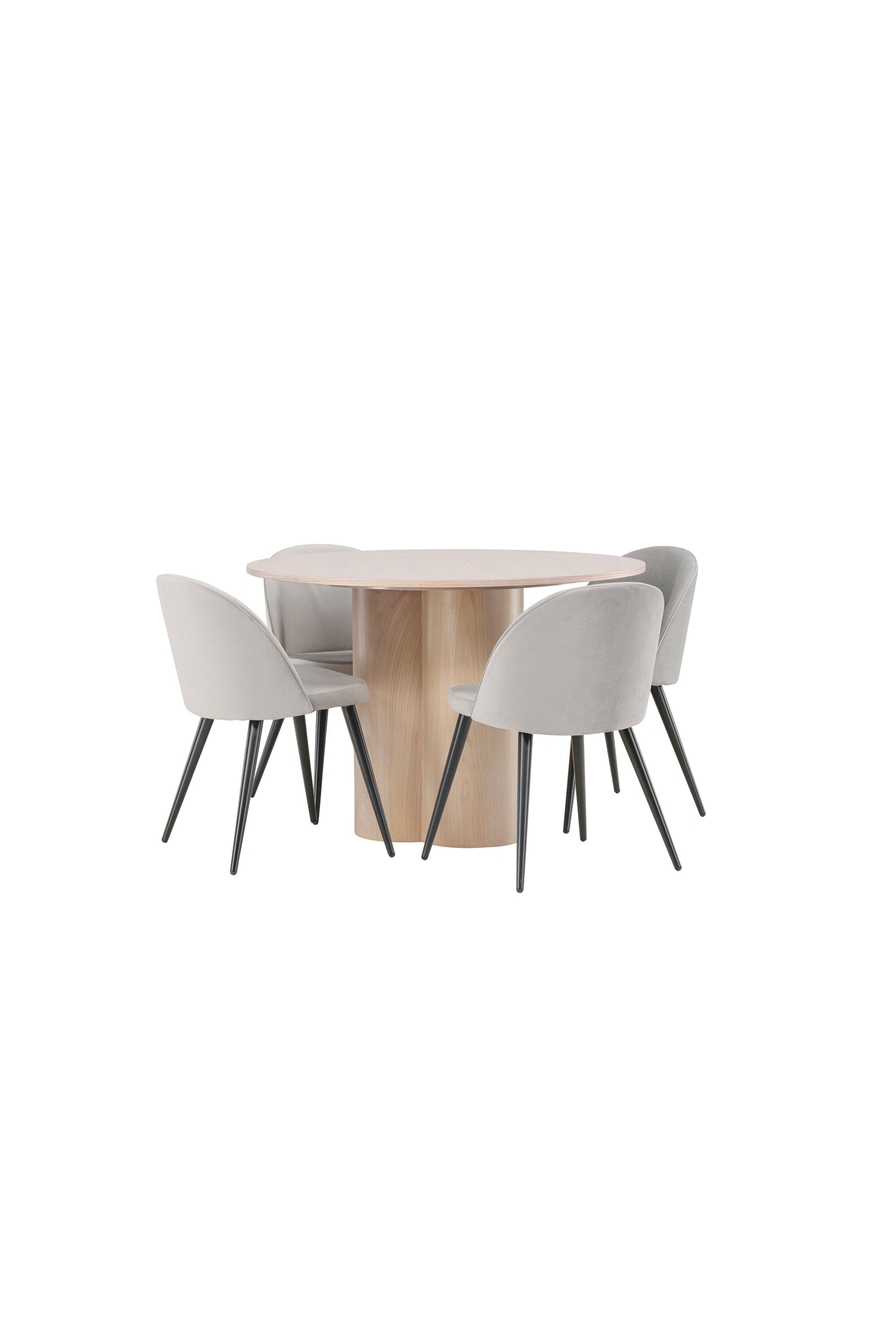 Olivia Esszimmer Set + Velvet ⌀110cm/4St. in Natur / Schwarzgrau präsentiert im Onlineshop von KAQTU Design AG. Esszimmerset ist von Venture Home